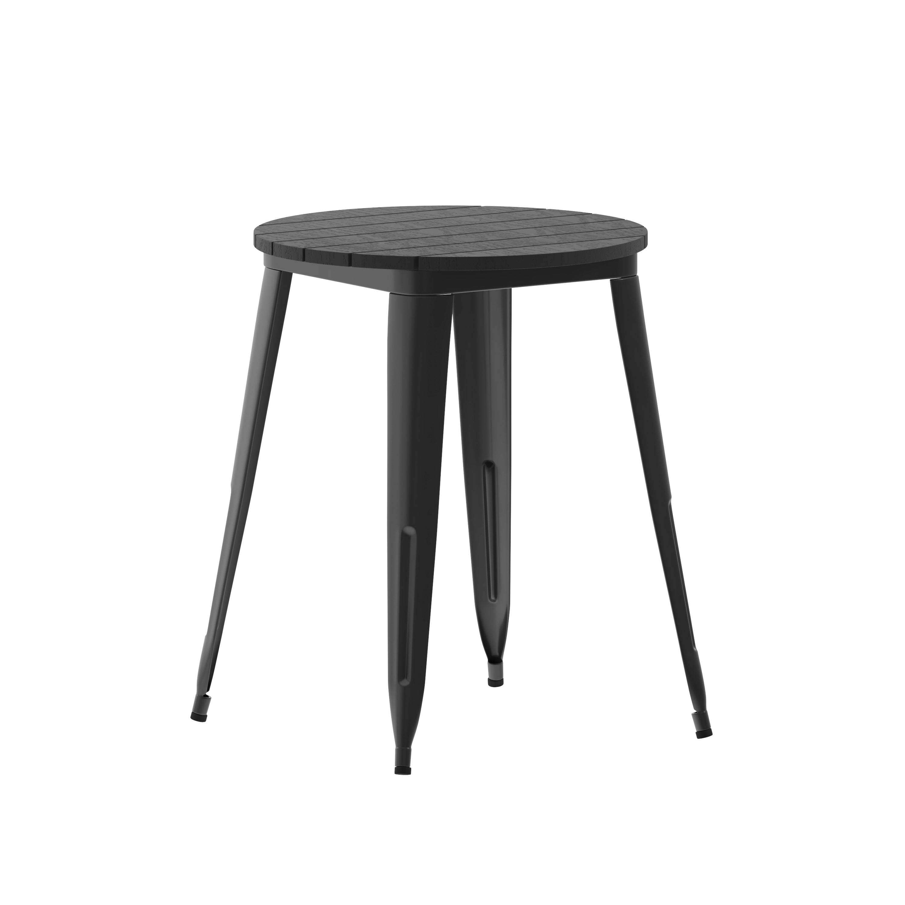 Declan Commercial Grade Indoor/Outdoor Dining Table, 23.75" Round All Weather Black Poly Resin Top with Black Steel Base