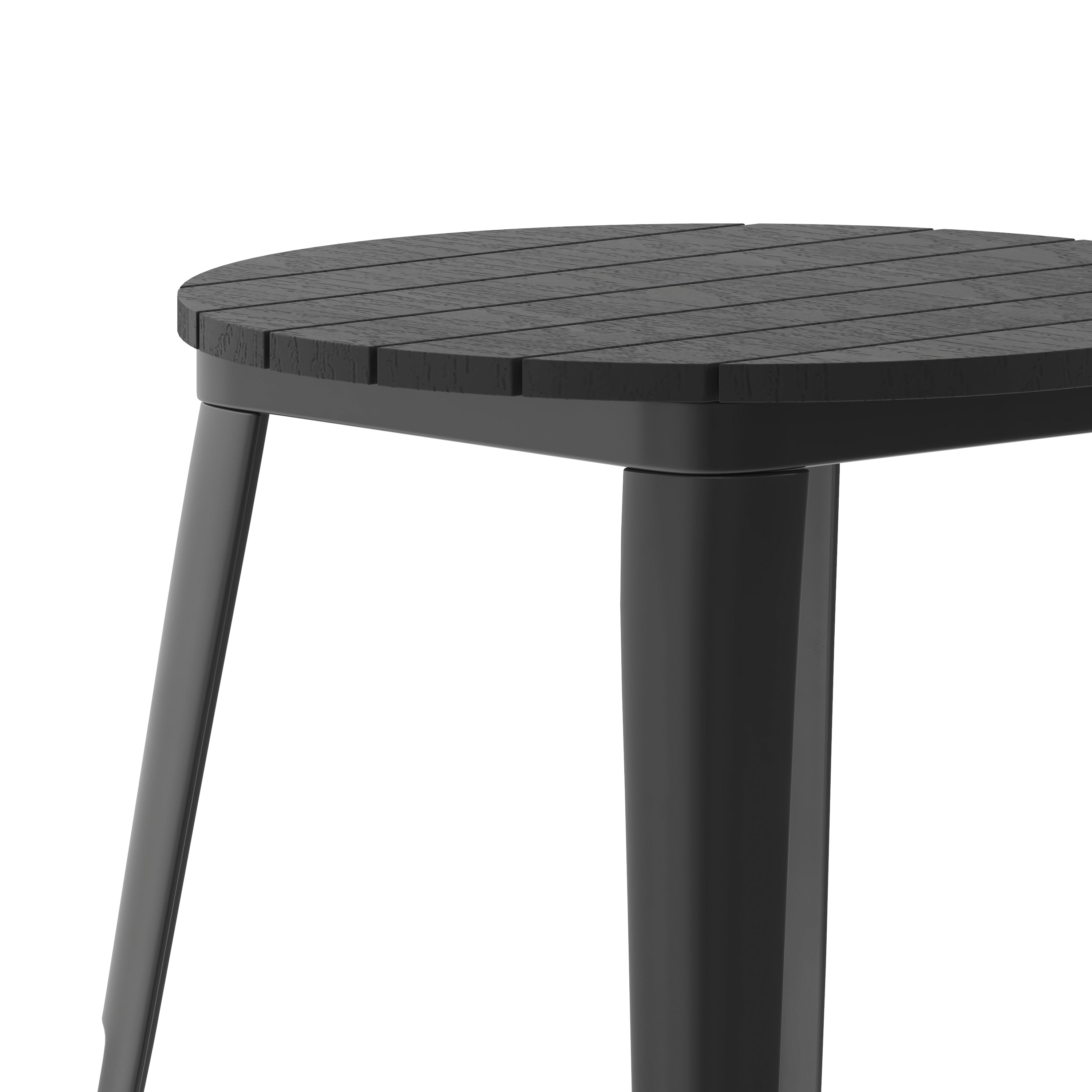 Declan Commercial Grade Indoor/Outdoor Dining Table, 23.75" Round All Weather Black Poly Resin Top with Black Steel Base