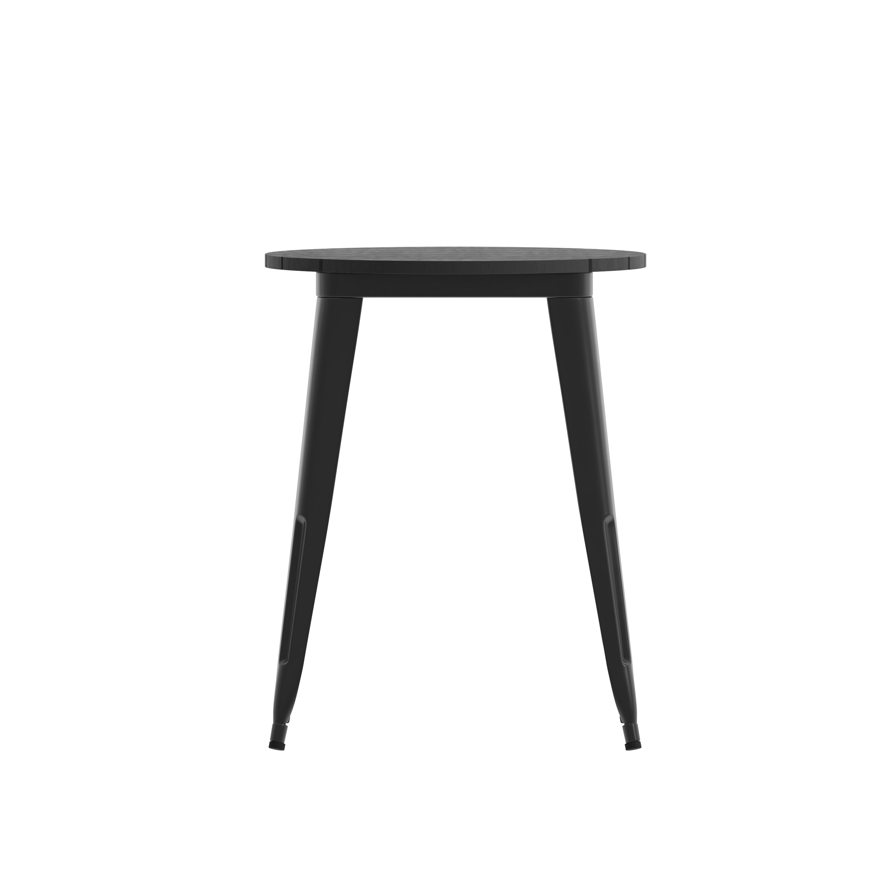 Declan Commercial Grade Indoor/Outdoor Dining Table, 23.75" Round All Weather Black Poly Resin Top with Black Steel Base