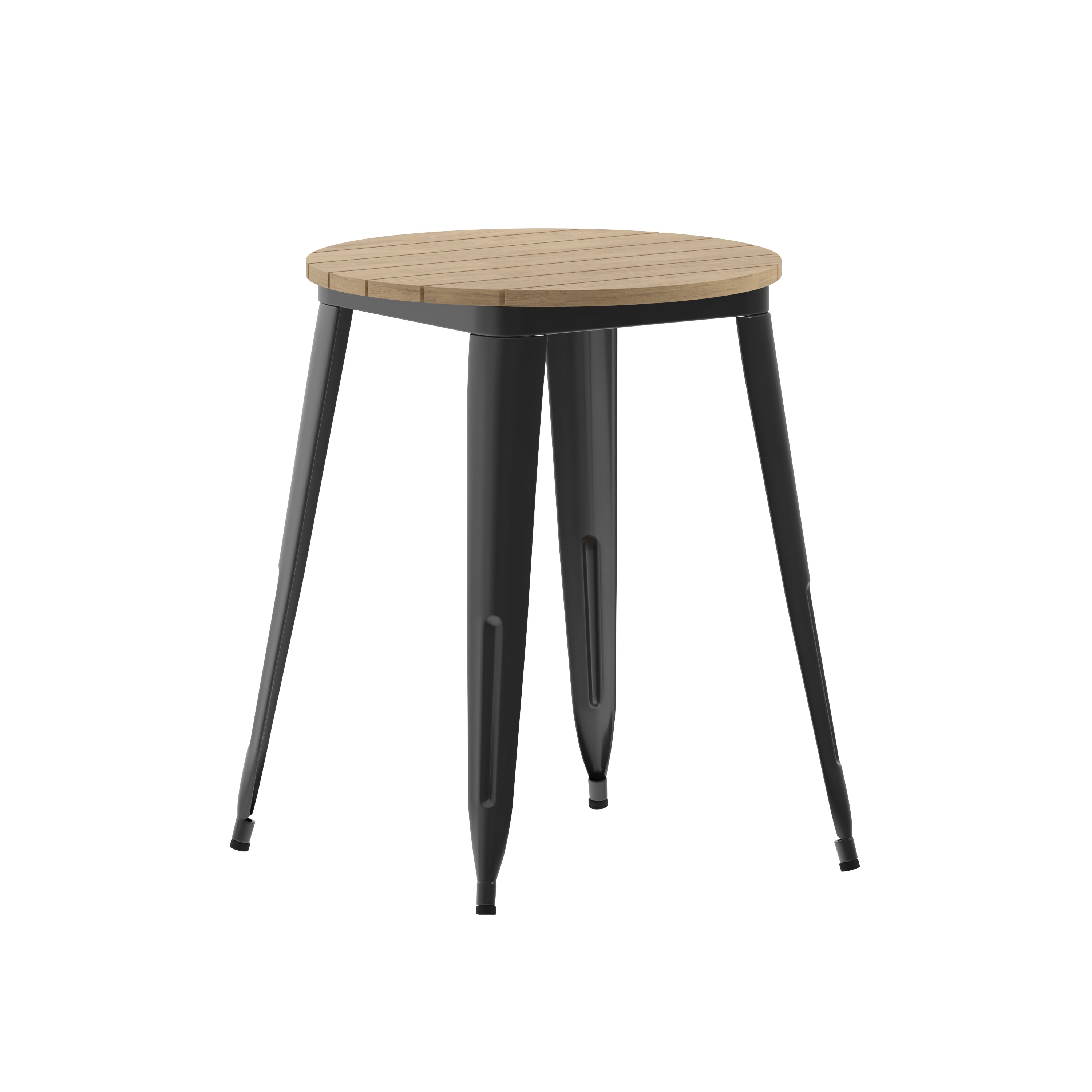Declan Commercial Grade Indoor/Outdoor Dining Table, 23.75" Round All Weather Brown Poly Resin Top with Black Steel Base