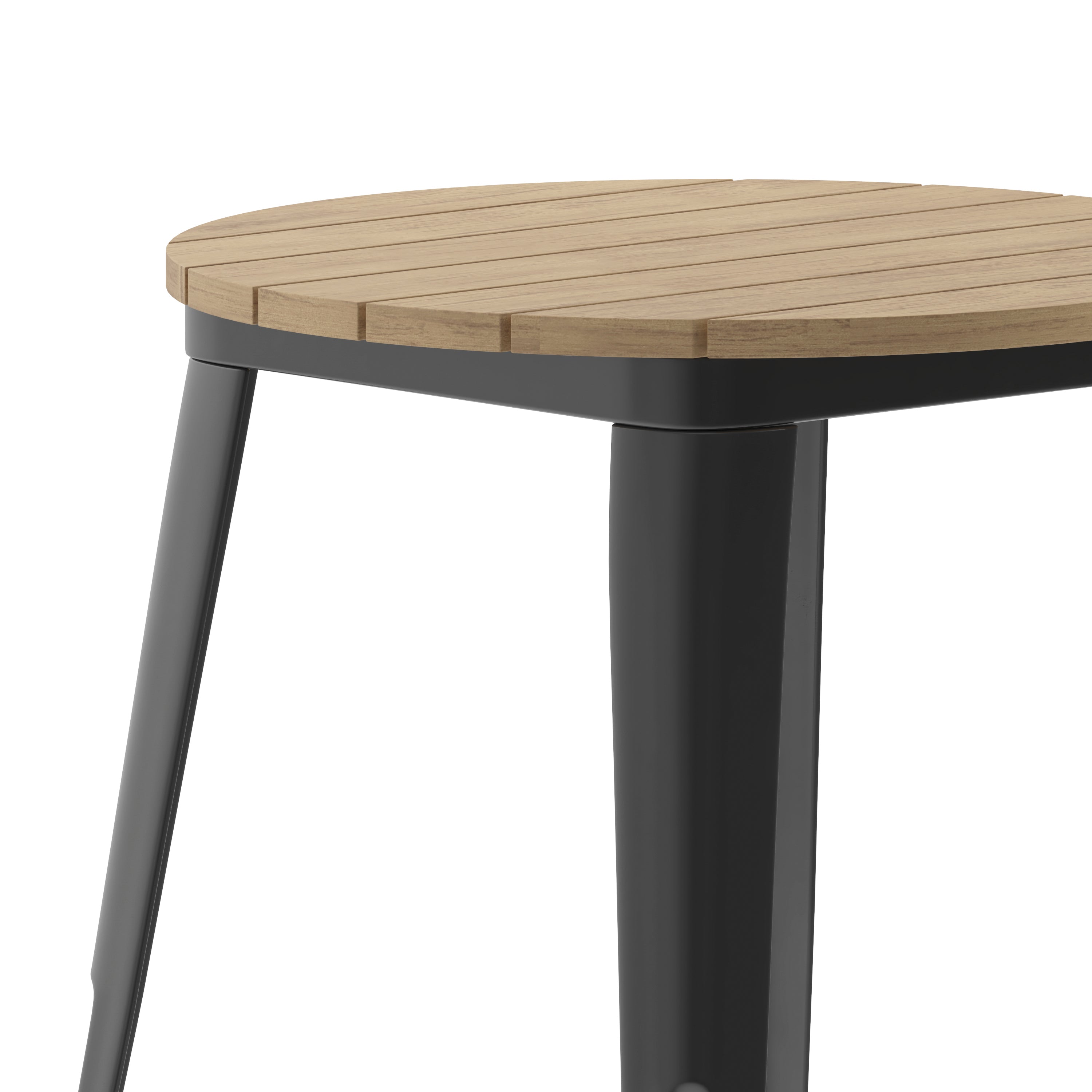 Declan Commercial Grade Indoor/Outdoor Dining Table, 23.75" Round All Weather Brown Poly Resin Top with Black Steel Base