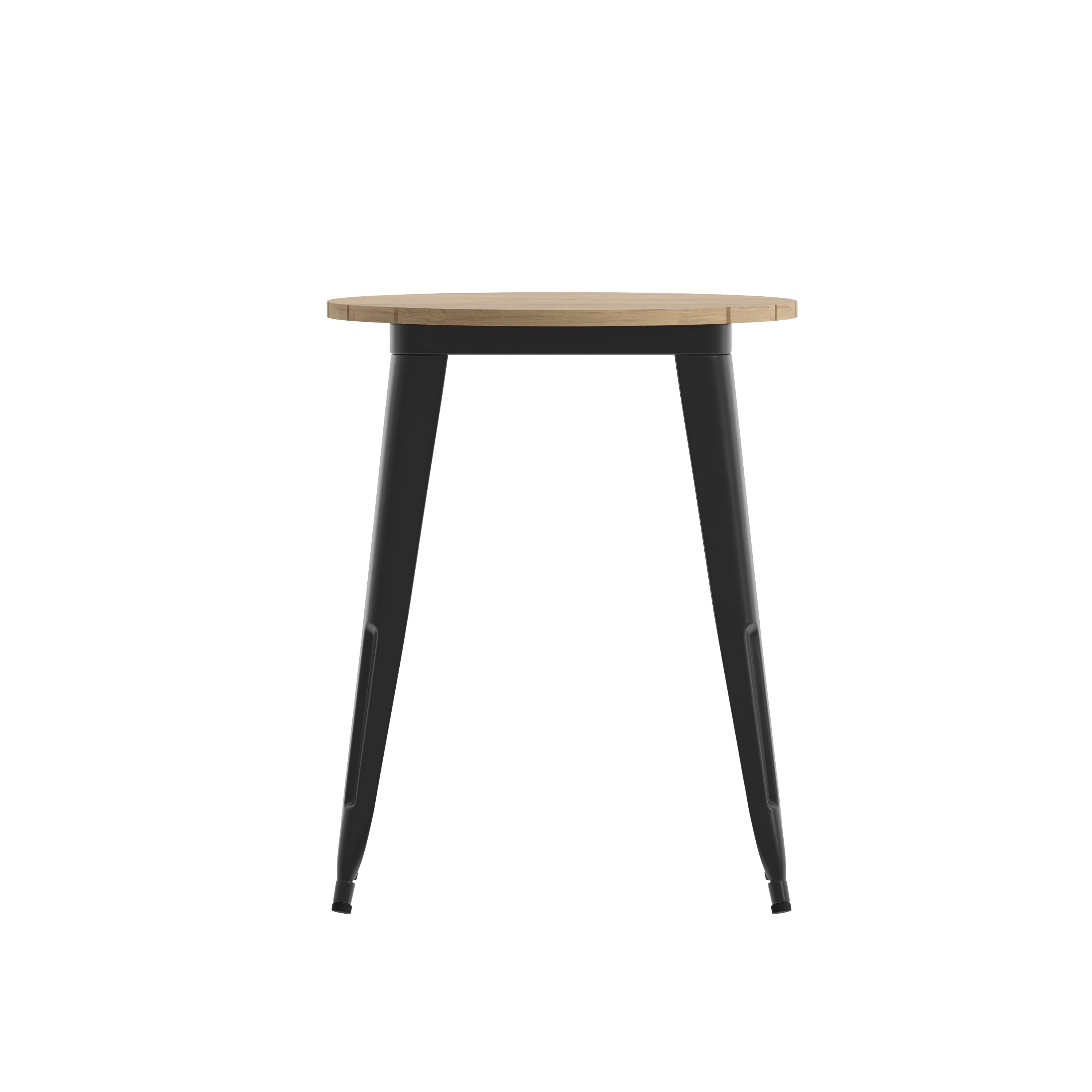 Declan Commercial Grade Indoor/Outdoor Dining Table, 23.75" Round All Weather Brown Poly Resin Top with Black Steel Base