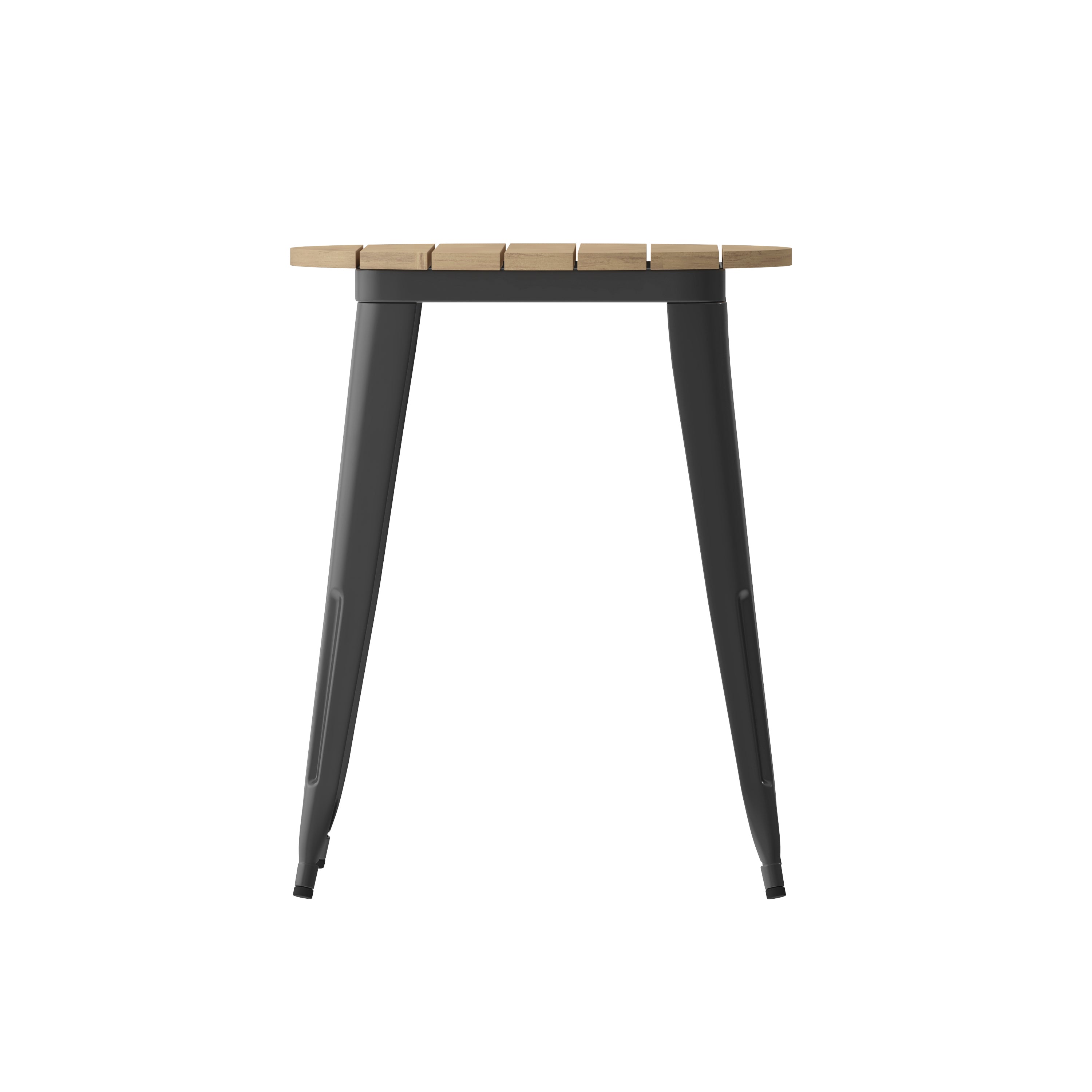 Declan Commercial Grade Indoor/Outdoor Dining Table, 23.75" Round All Weather Brown Poly Resin Top with Black Steel Base