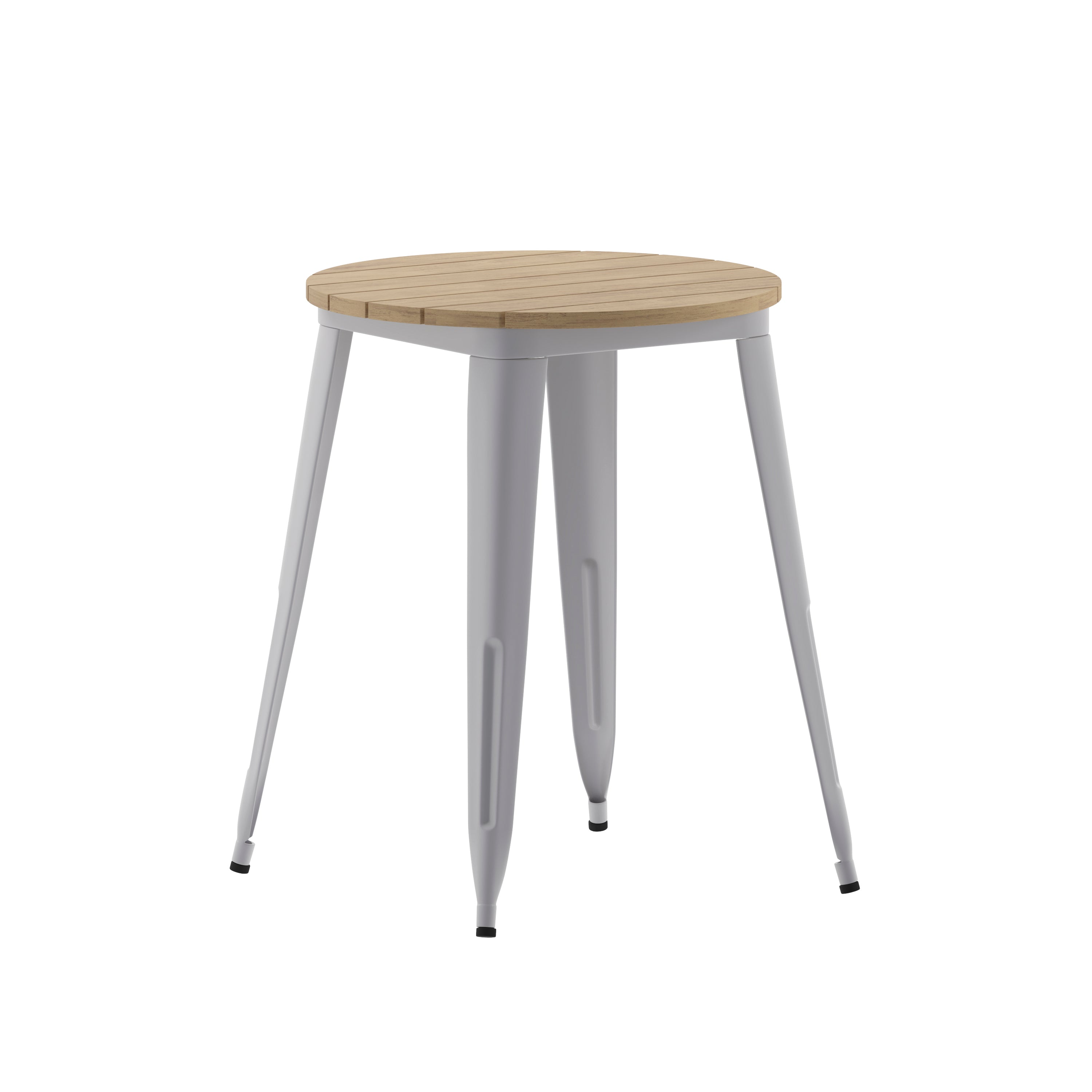 Declan Commercial Grade Indoor/Outdoor Dining Table, 23.75" Round All Weather Brown Poly Resin Top with Silver Steel Base