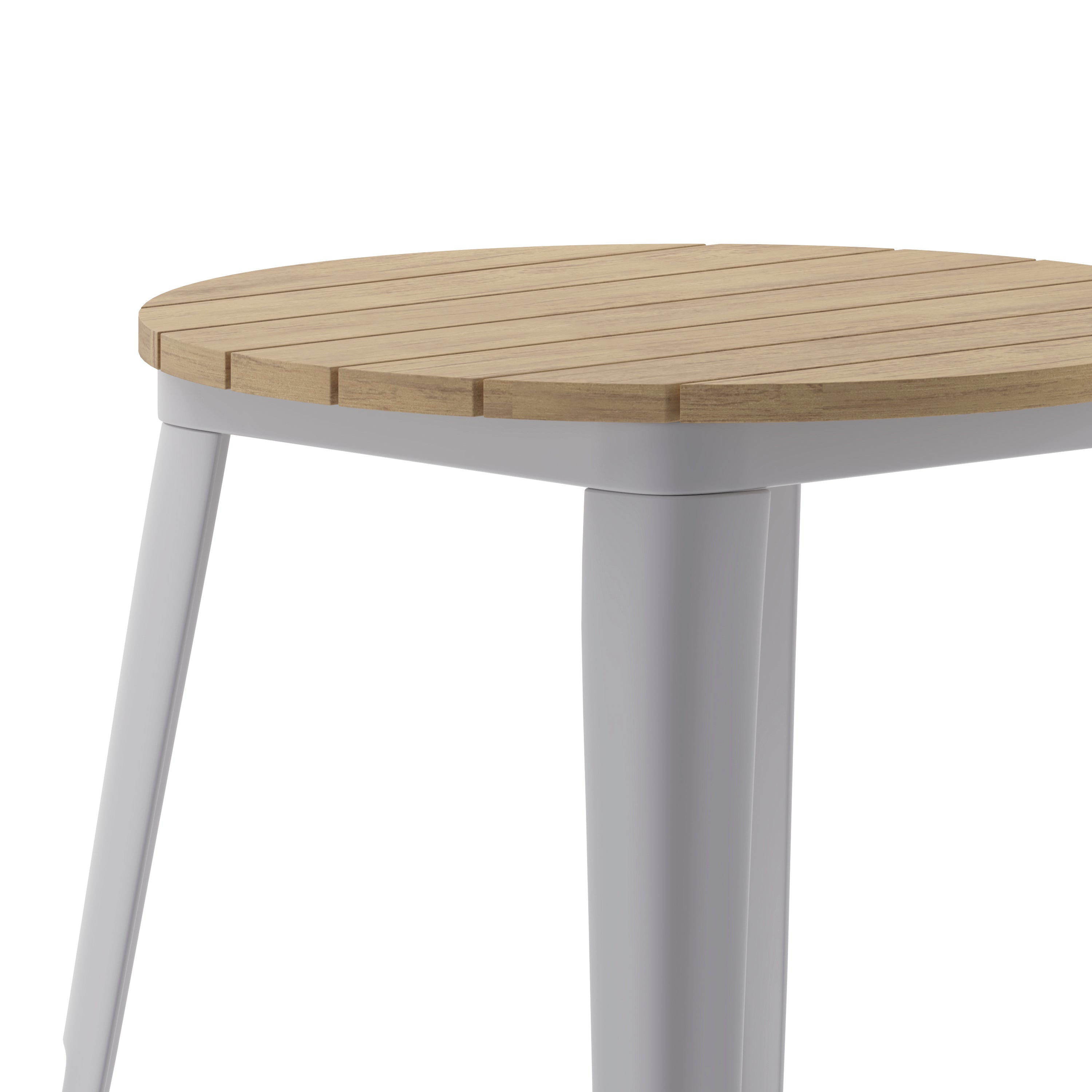 Declan Commercial Grade Indoor/Outdoor Dining Table, 23.75" Round All Weather Brown Poly Resin Top with Silver Steel Base