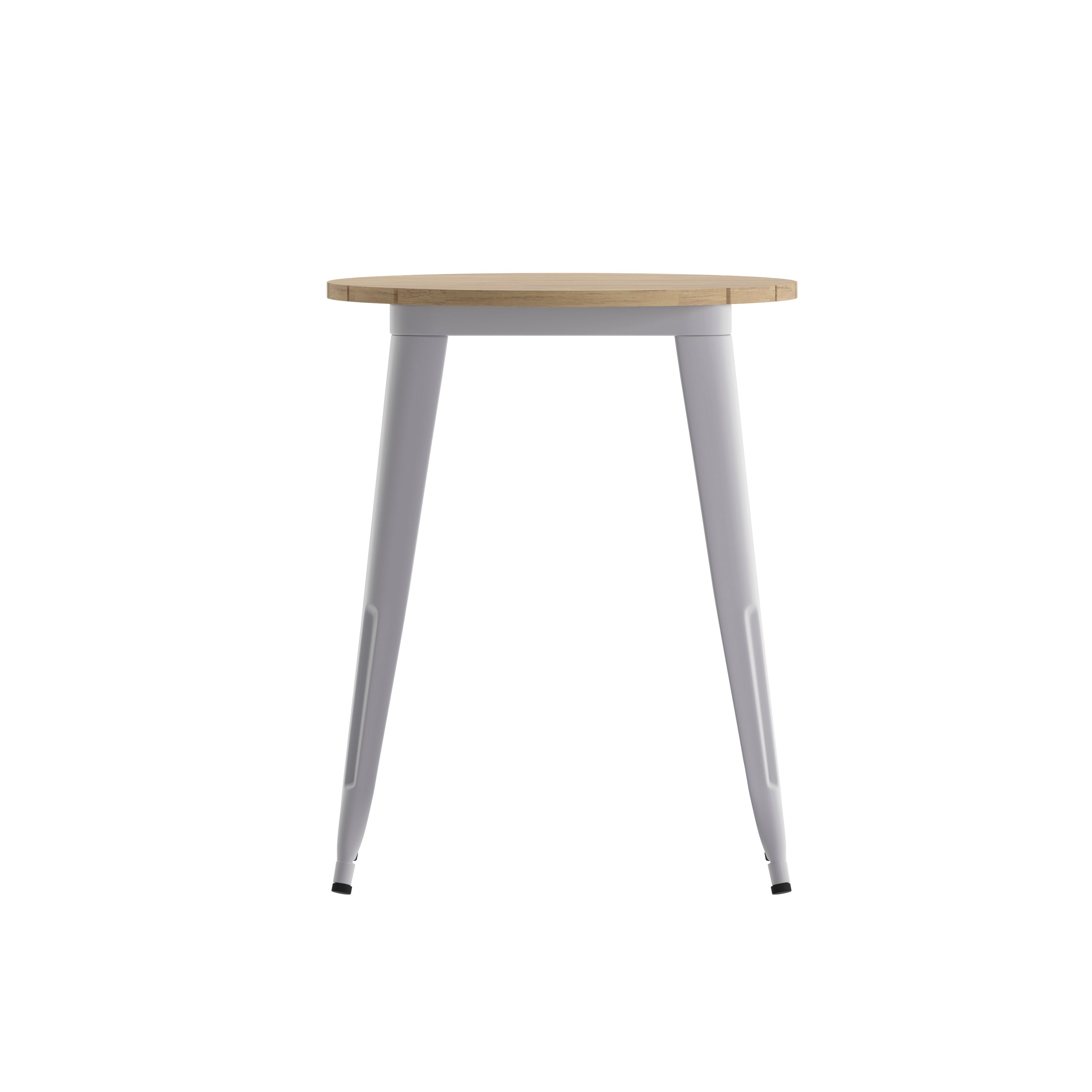 Declan Commercial Grade Indoor/Outdoor Dining Table, 23.75" Round All Weather Brown Poly Resin Top with Silver Steel Base