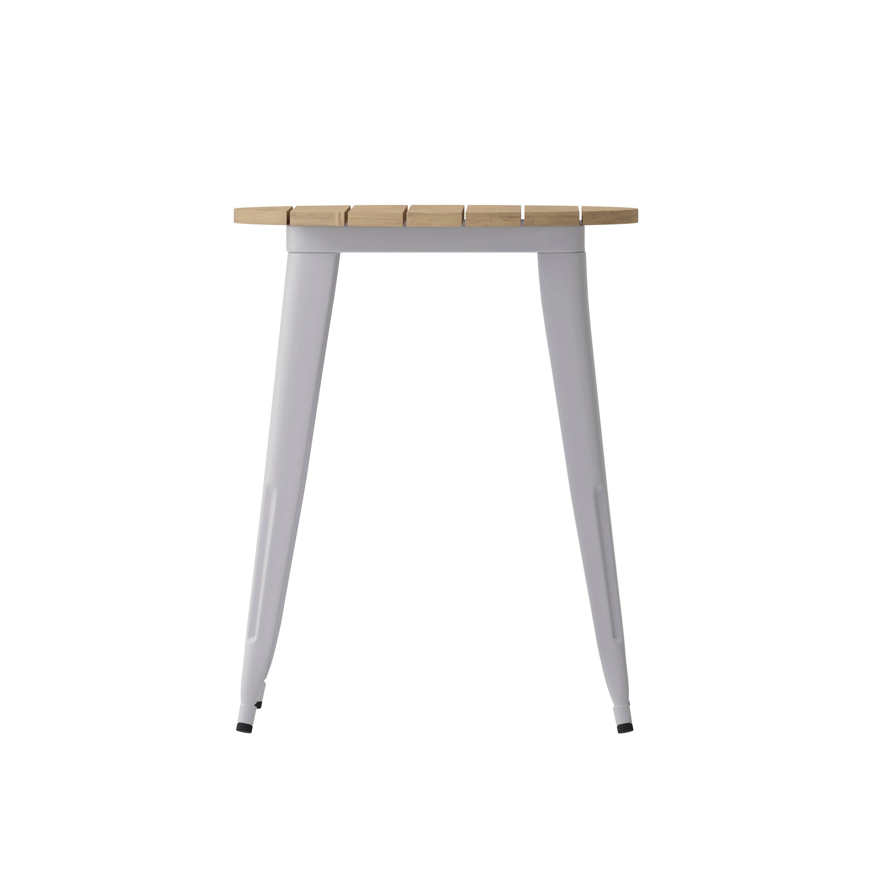 Declan Commercial Grade Indoor/Outdoor Dining Table, 23.75" Round All Weather Brown Poly Resin Top with Silver Steel Base