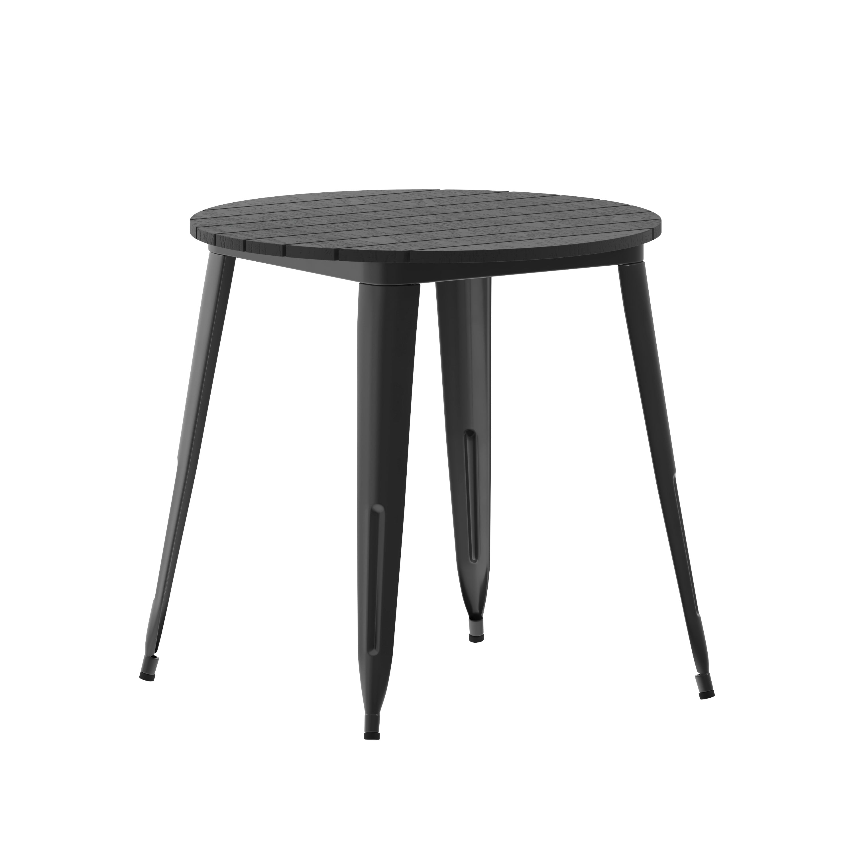 Declan Commercial Grade Indoor/Outdoor Dining Table, 30" Round All Weather Black Poly Resin Top with Black Steel Base