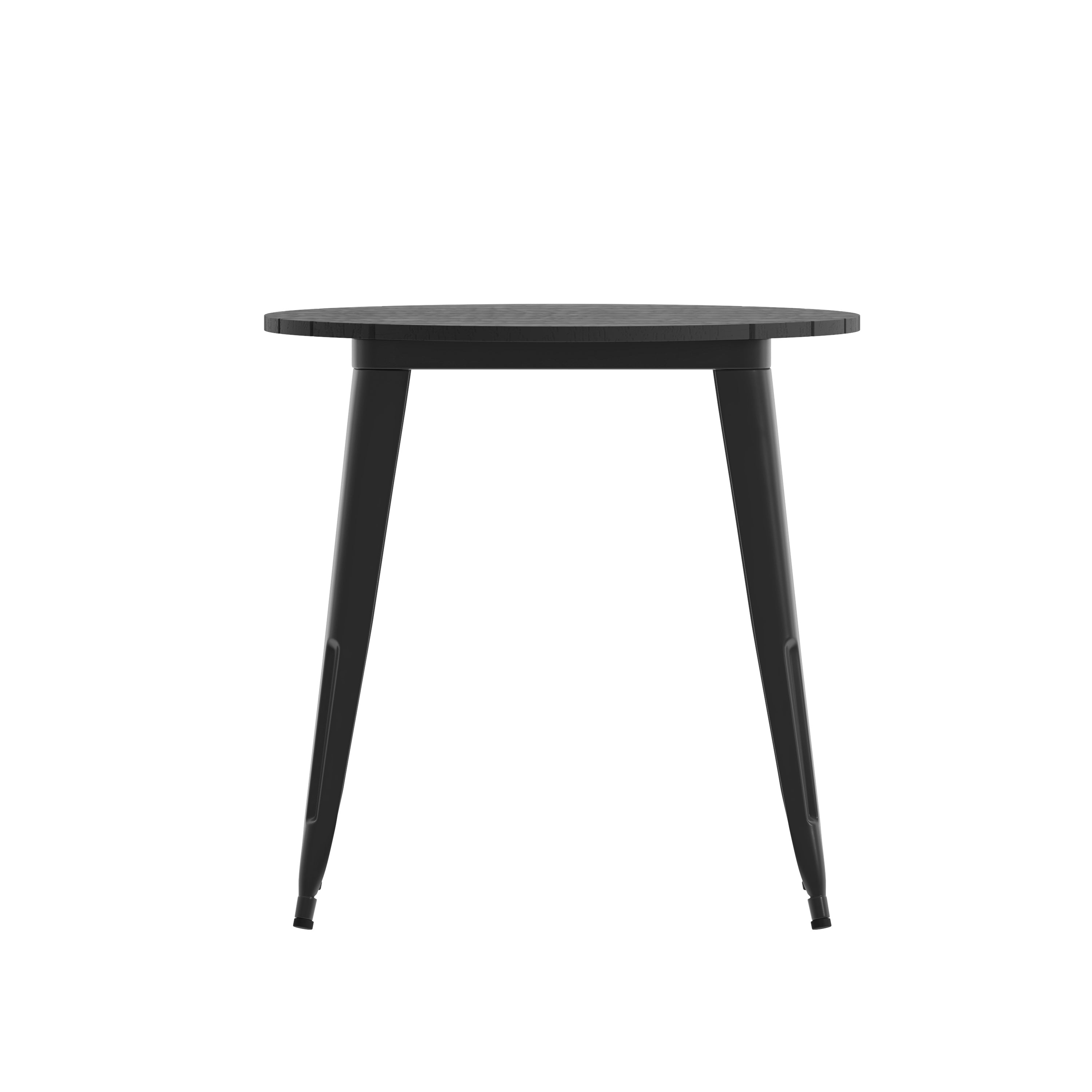 Declan Commercial Grade Indoor/Outdoor Dining Table, 30" Round All Weather Black Poly Resin Top with Black Steel Base