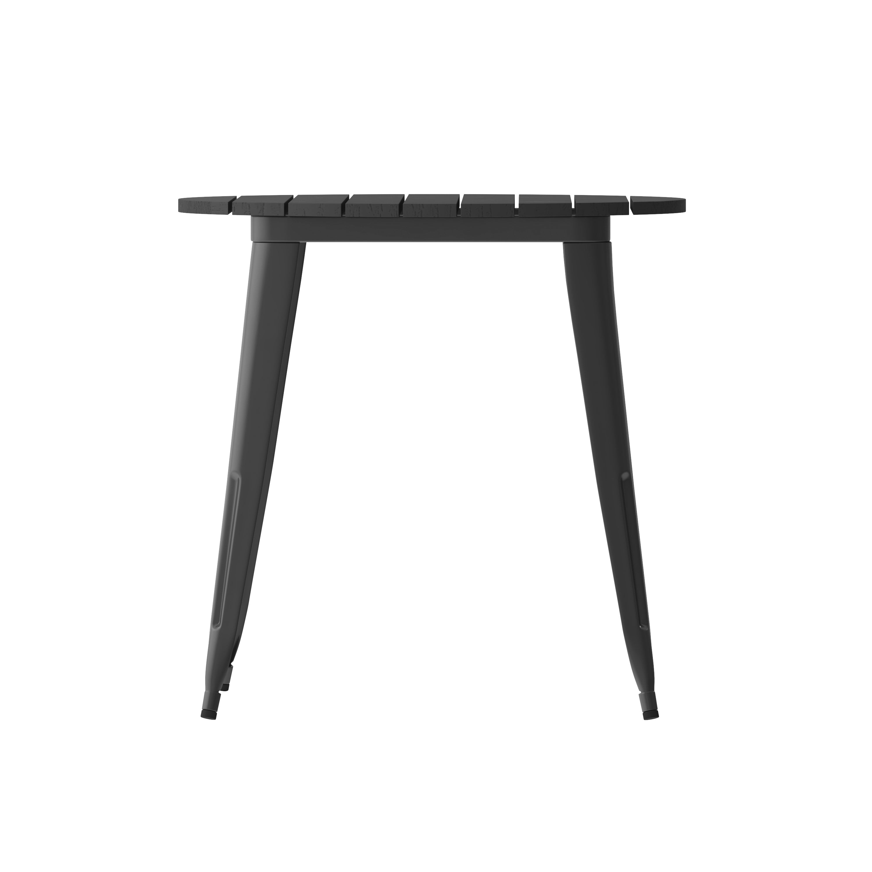 Declan Commercial Grade Indoor/Outdoor Dining Table, 30" Round All Weather Black Poly Resin Top with Black Steel Base