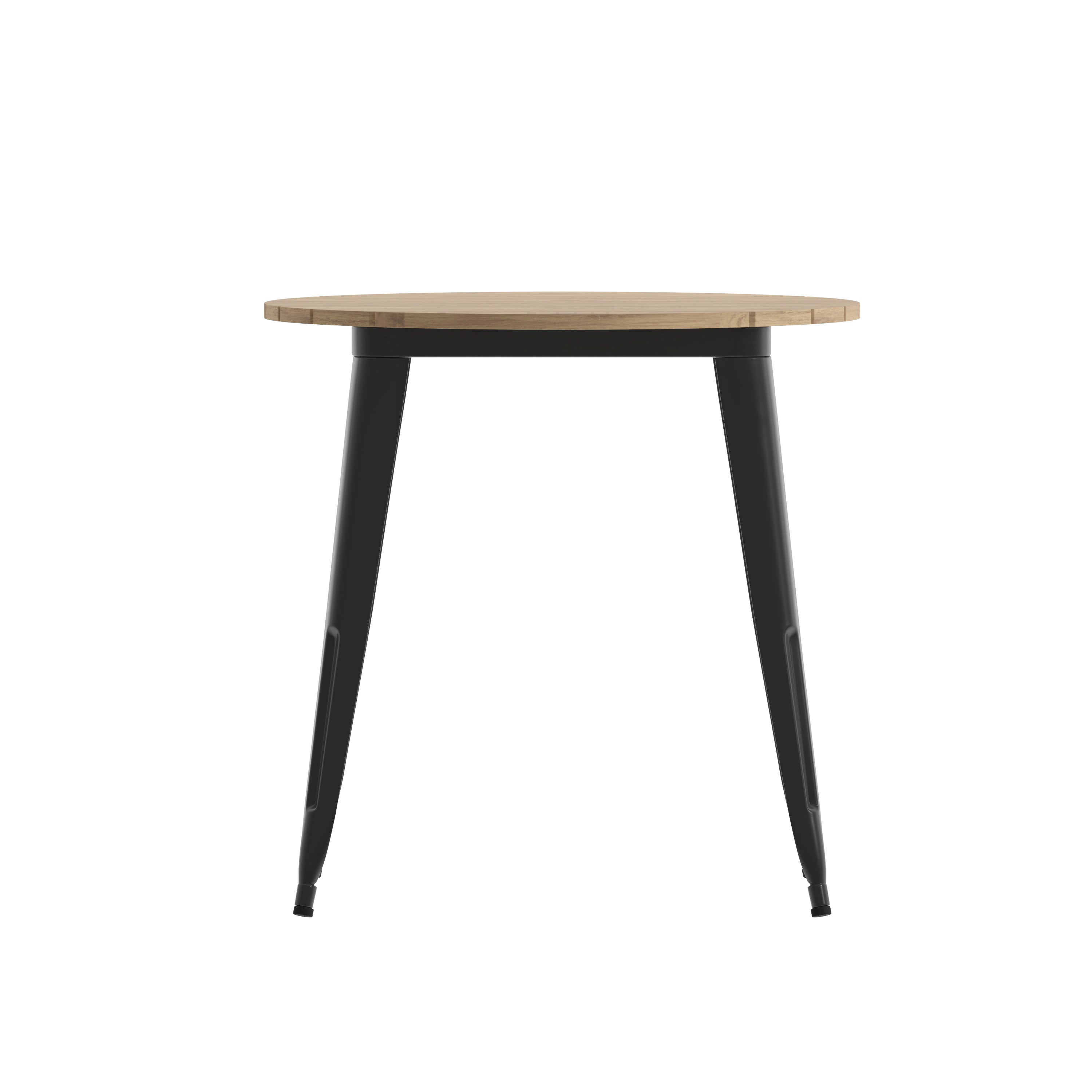 Declan Commercial Grade Indoor/Outdoor Dining Table, 30" Round All Weather Brown Poly Resin Top with Black Steel Base