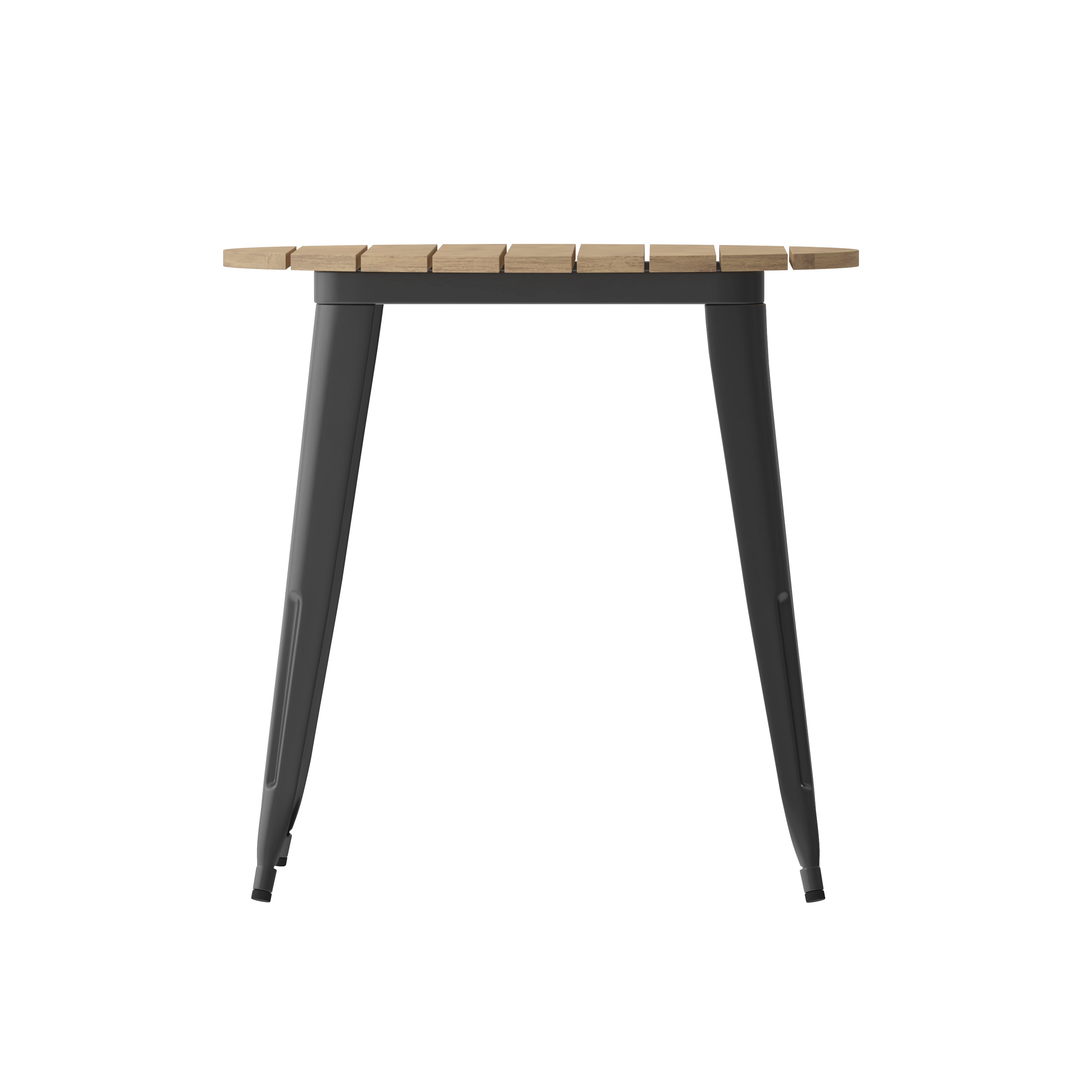 Declan Commercial Grade Indoor/Outdoor Dining Table, 30" Round All Weather Brown Poly Resin Top with Black Steel Base