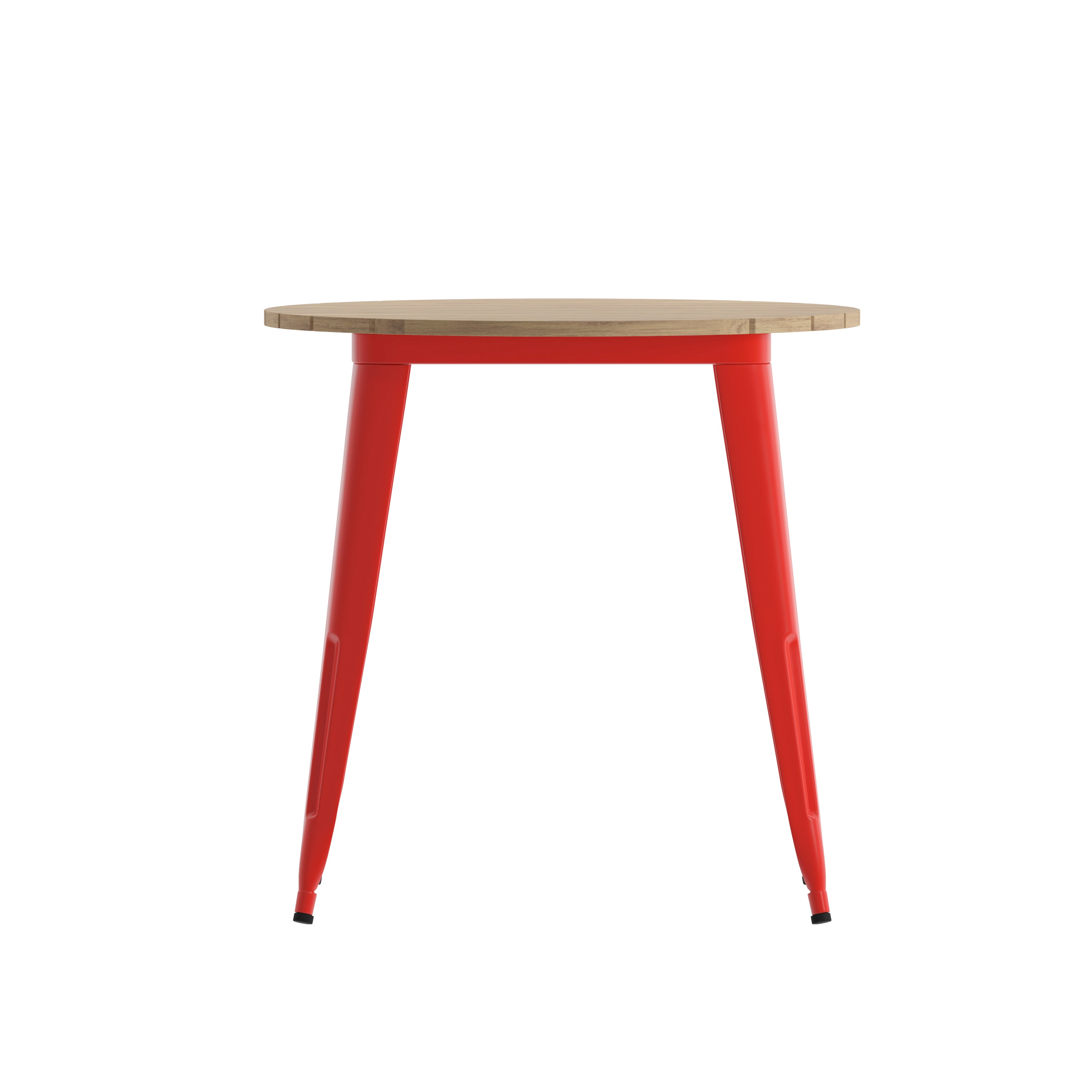 Declan Commercial Grade Indoor/Outdoor Dining Table, 30" Round All Weather Brown Poly Resin Top with Red Steel Base
