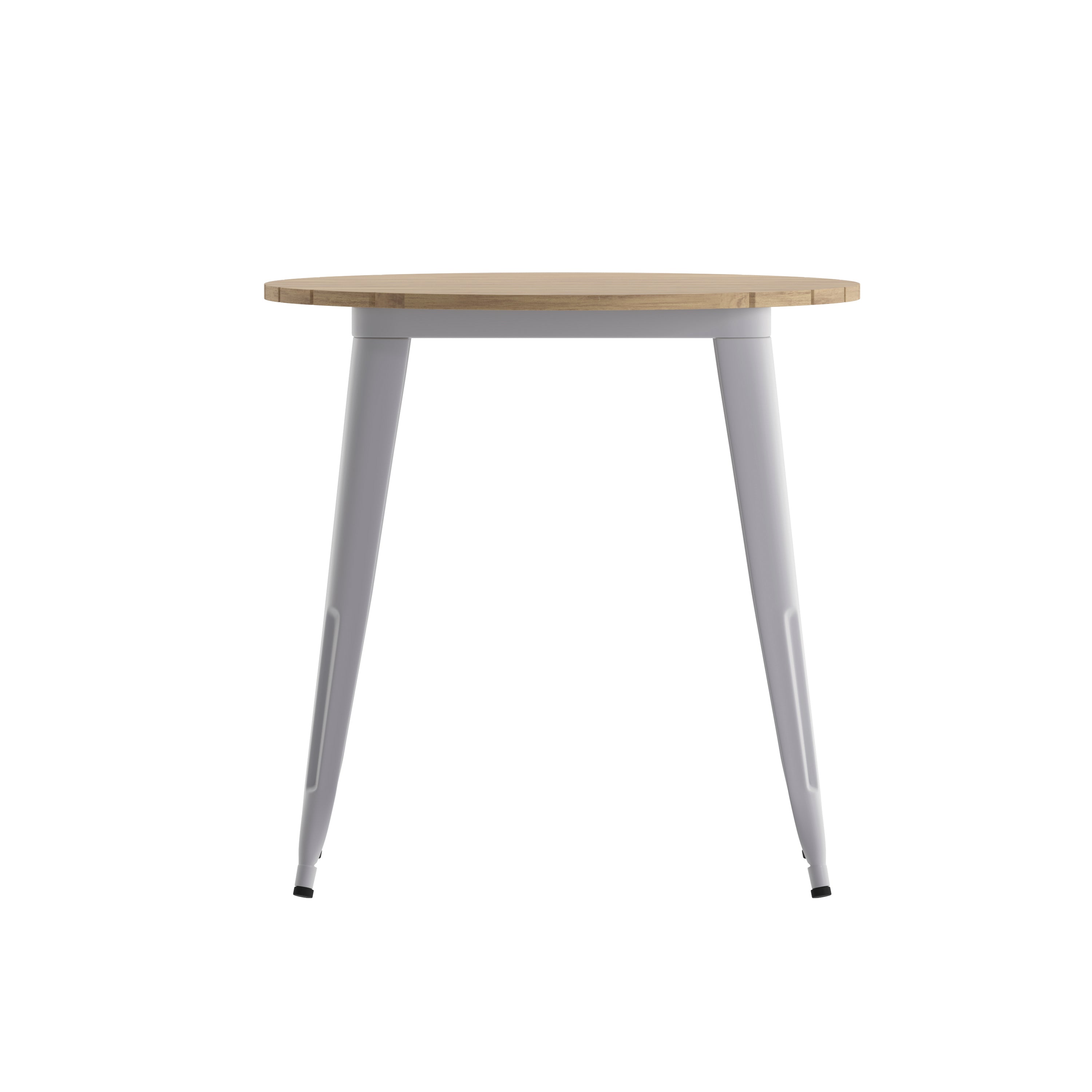 Declan Commercial Grade Indoor/Outdoor Dining Table, 30" Round All Weather Brown Poly Resin Top with Silver Steel Base