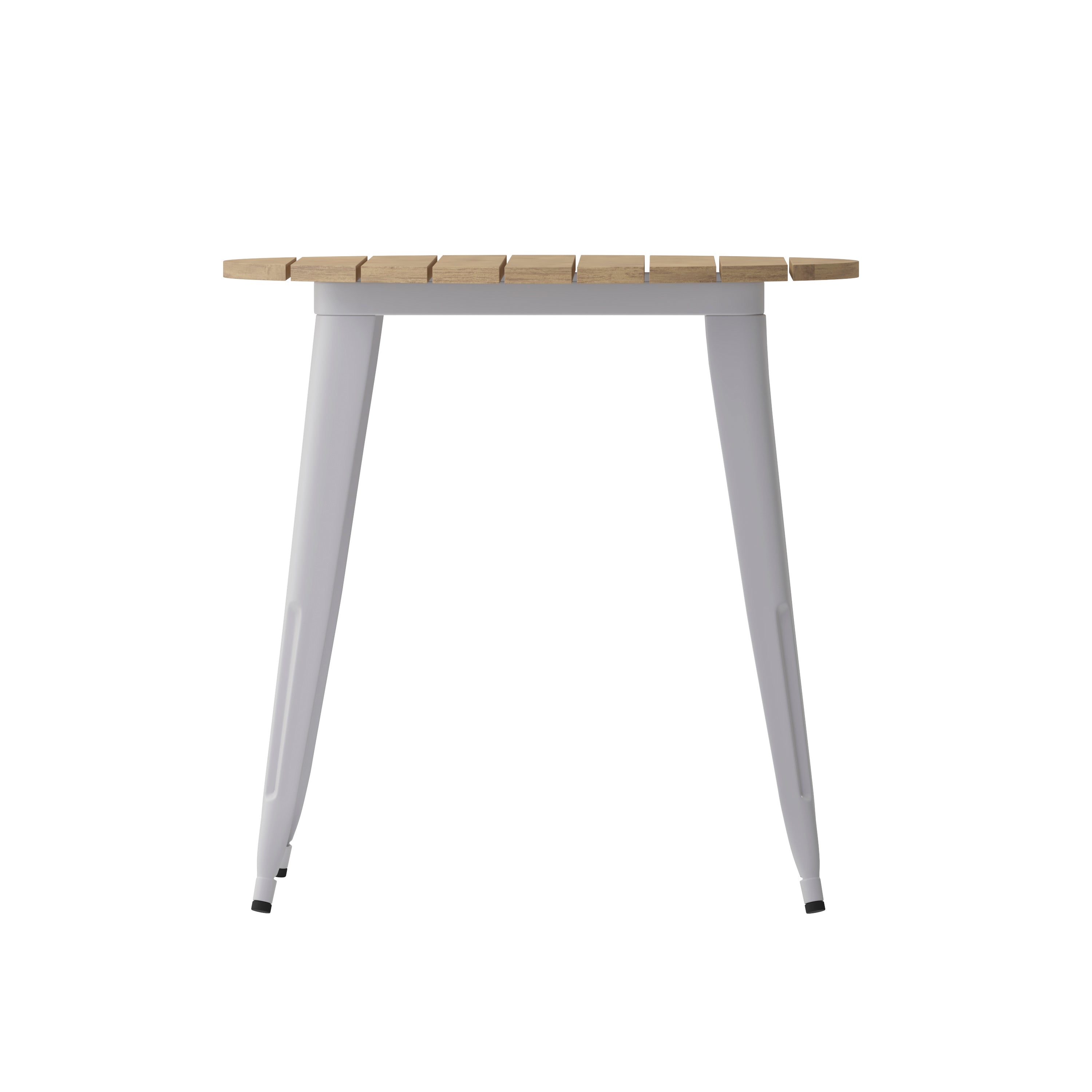 Declan Commercial Grade Indoor/Outdoor Dining Table, 30" Round All Weather Brown Poly Resin Top with Silver Steel Base