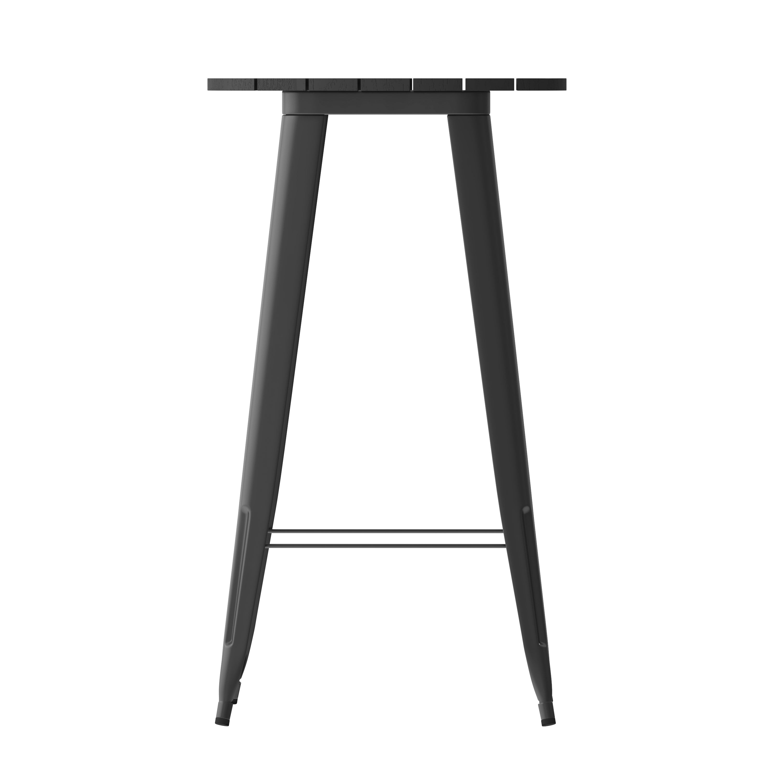 Declan Commercial Indoor/Outdoor Bar Top Table, 23.75" Round All Weather Black Poly Resin Top with Black Steel base