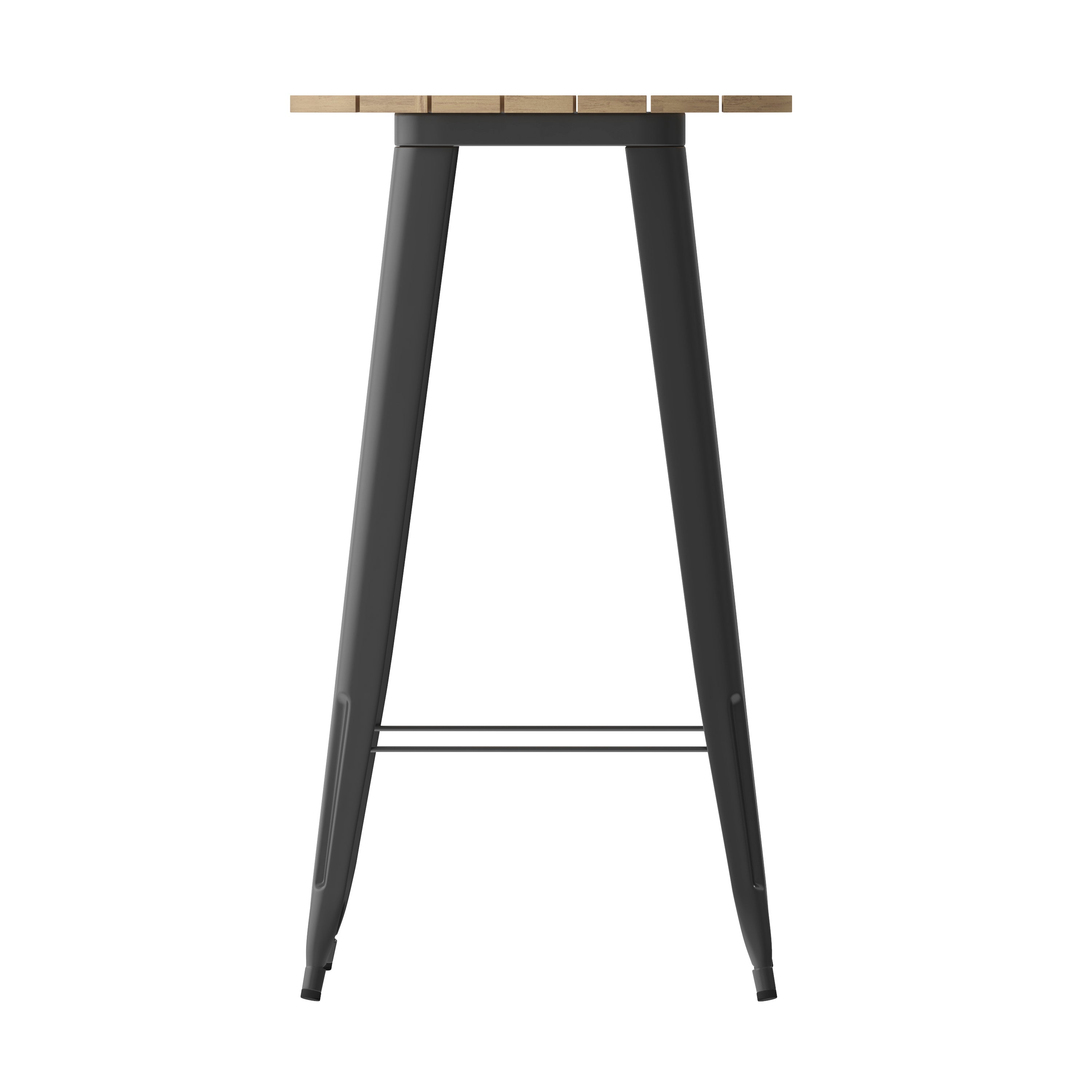 Declan Commercial Indoor/Outdoor Bar Top Table, 23.75" Round All Weather Brown Poly Resin Top with Black Steel base