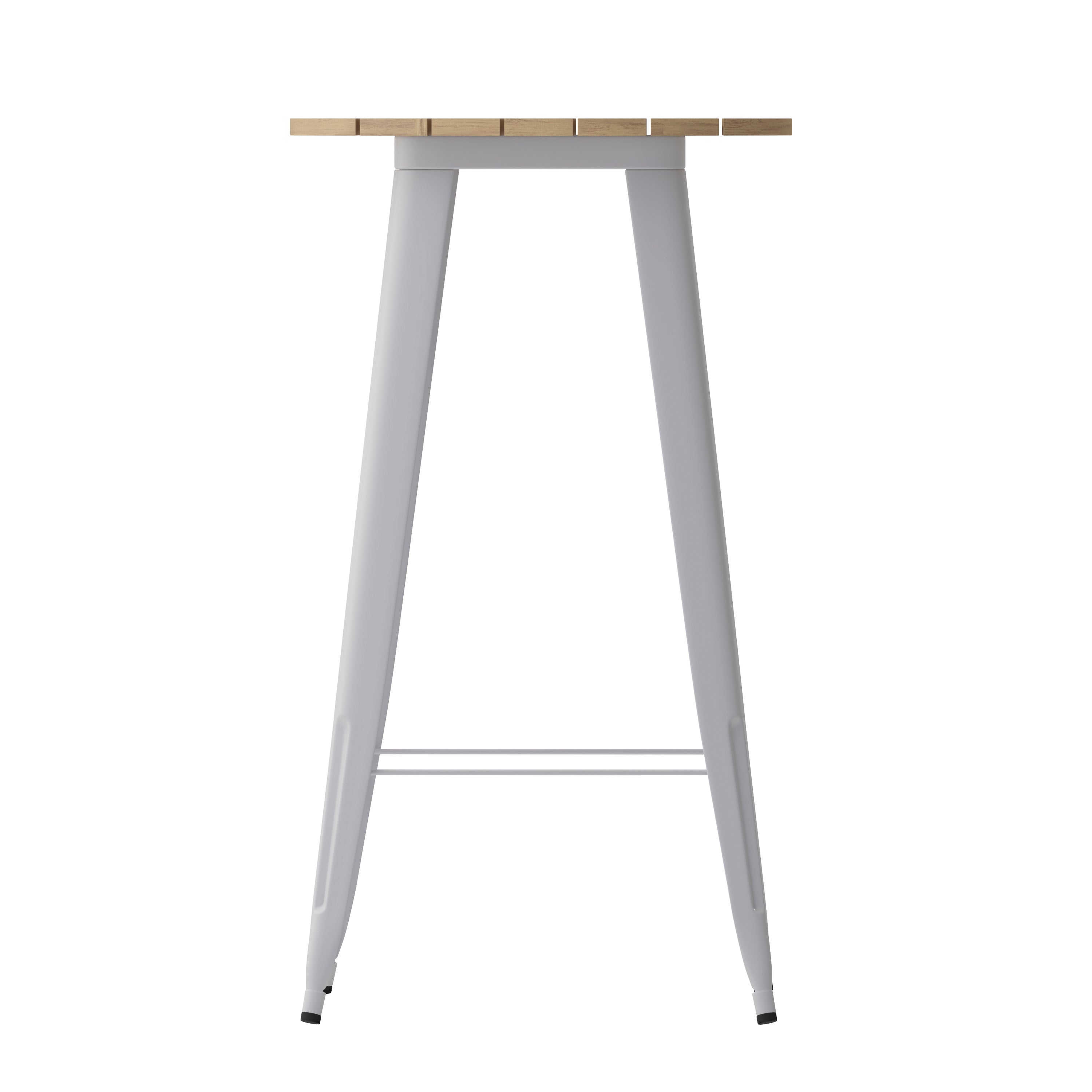 Declan Commercial Indoor/Outdoor Bar Top Table, 23.75" Round All Weather Brown Poly Resin Top with Silver Steel base