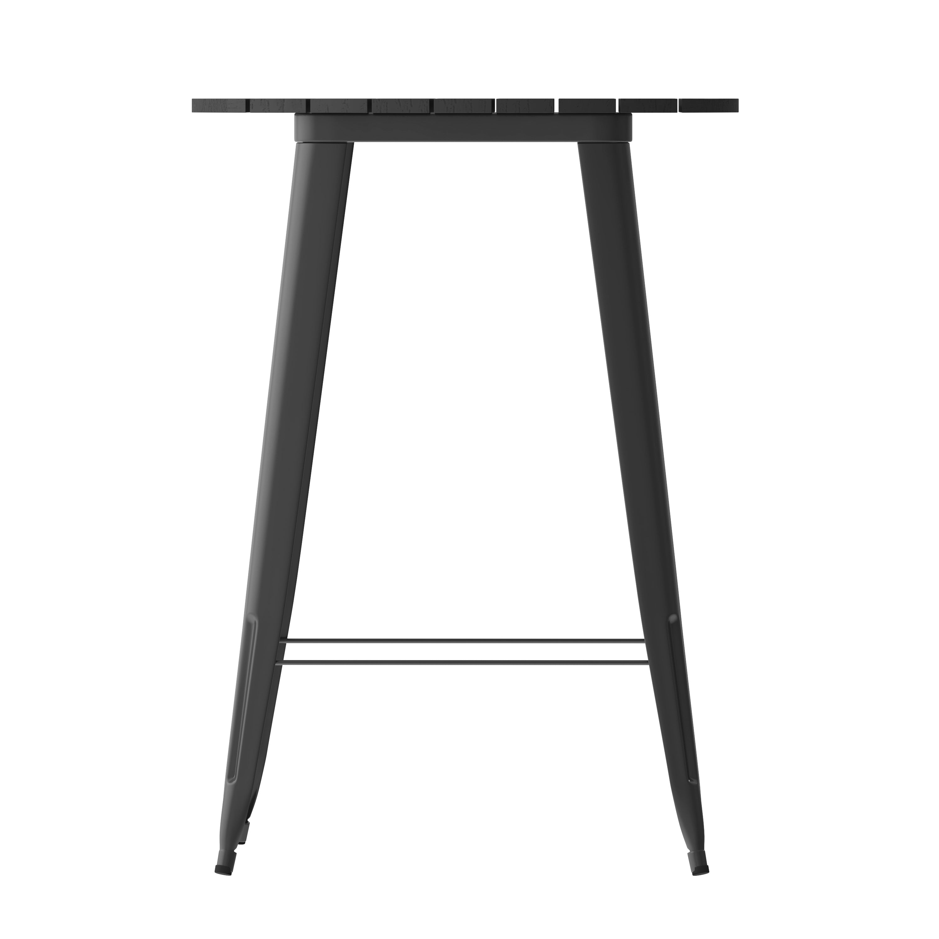 Declan Commercial Indoor/Outdoor Bar Top Table, 30" Round All Weather Black Poly Resin Top with Black Steel base