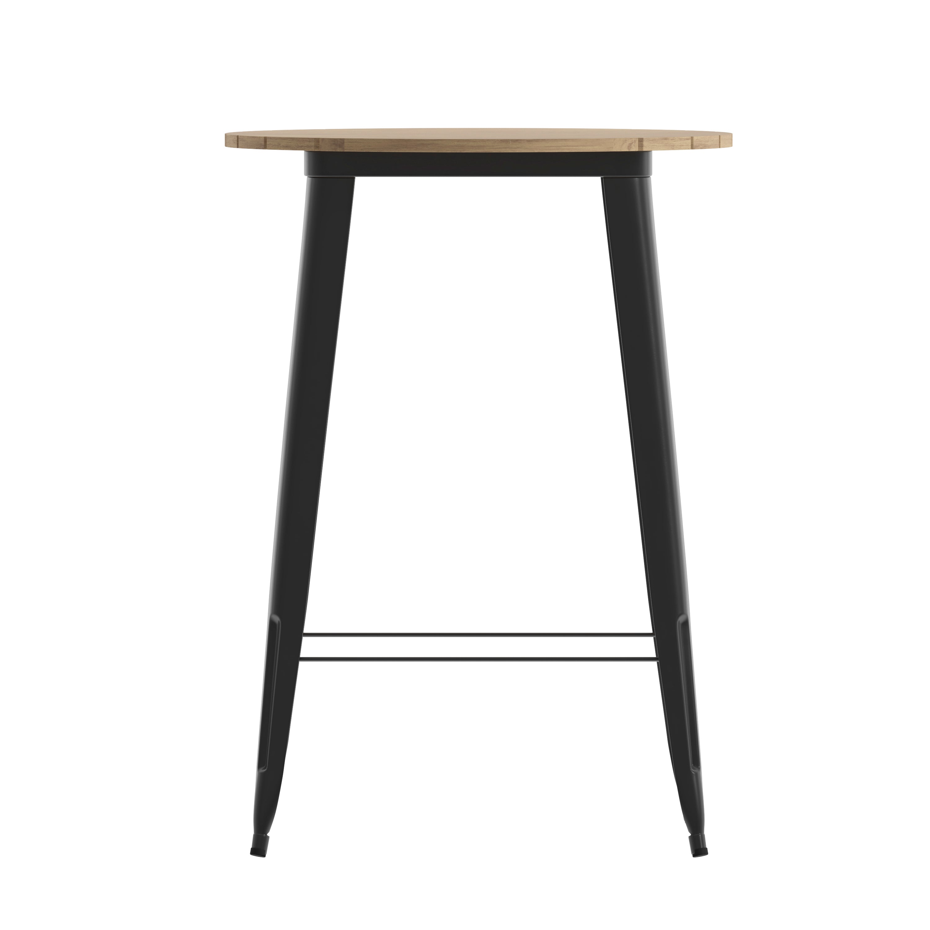 Declan Commercial Indoor/Outdoor Bar Top Table, 30" Round All Weather Brown Poly Resin Top with Black Steel base