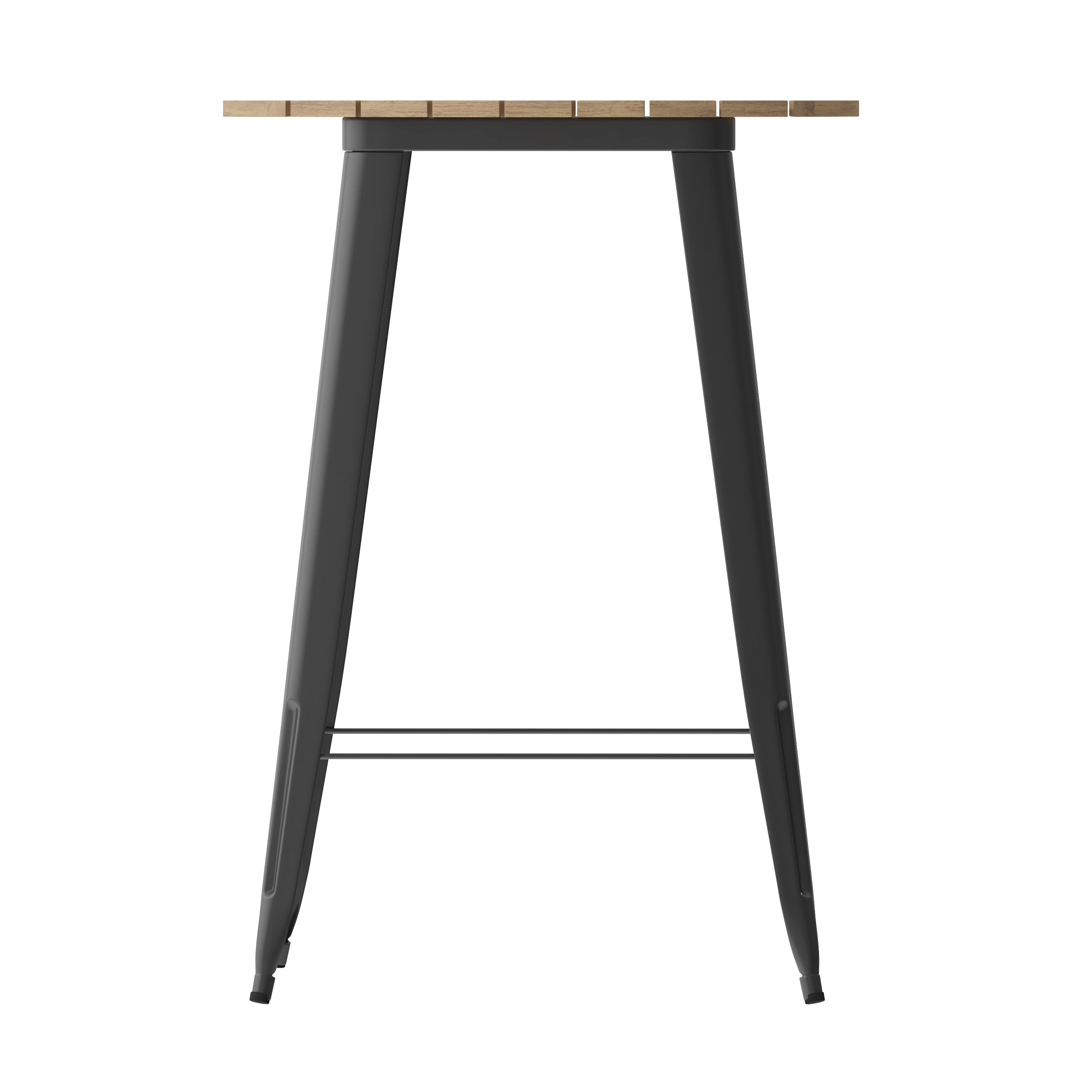 Declan Commercial Indoor/Outdoor Bar Top Table, 30" Round All Weather Brown Poly Resin Top with Black Steel base