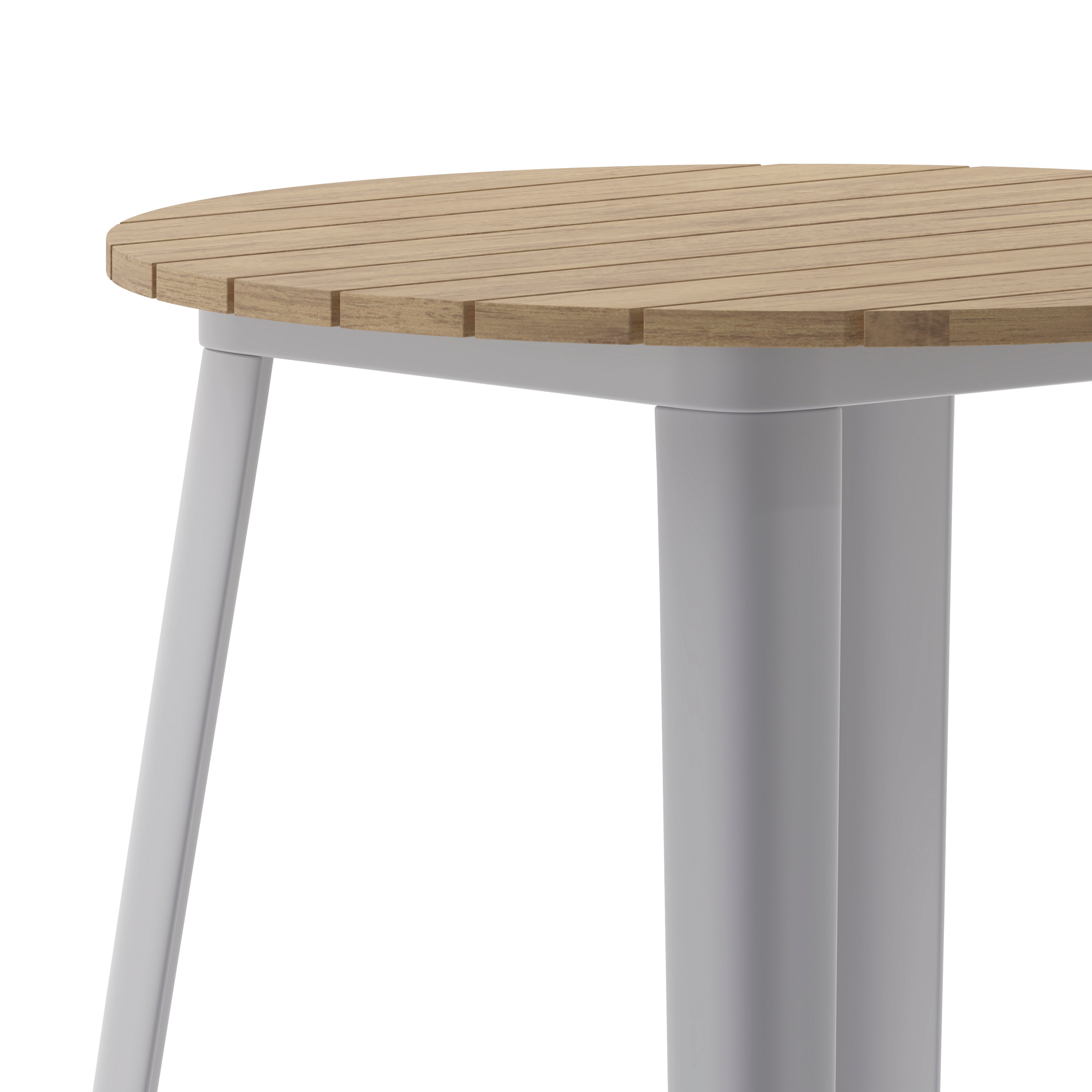 Declan Commercial Indoor/Outdoor Bar Top Table, 30" Round All Weather Brown Poly Resin Top with Silver Steel base