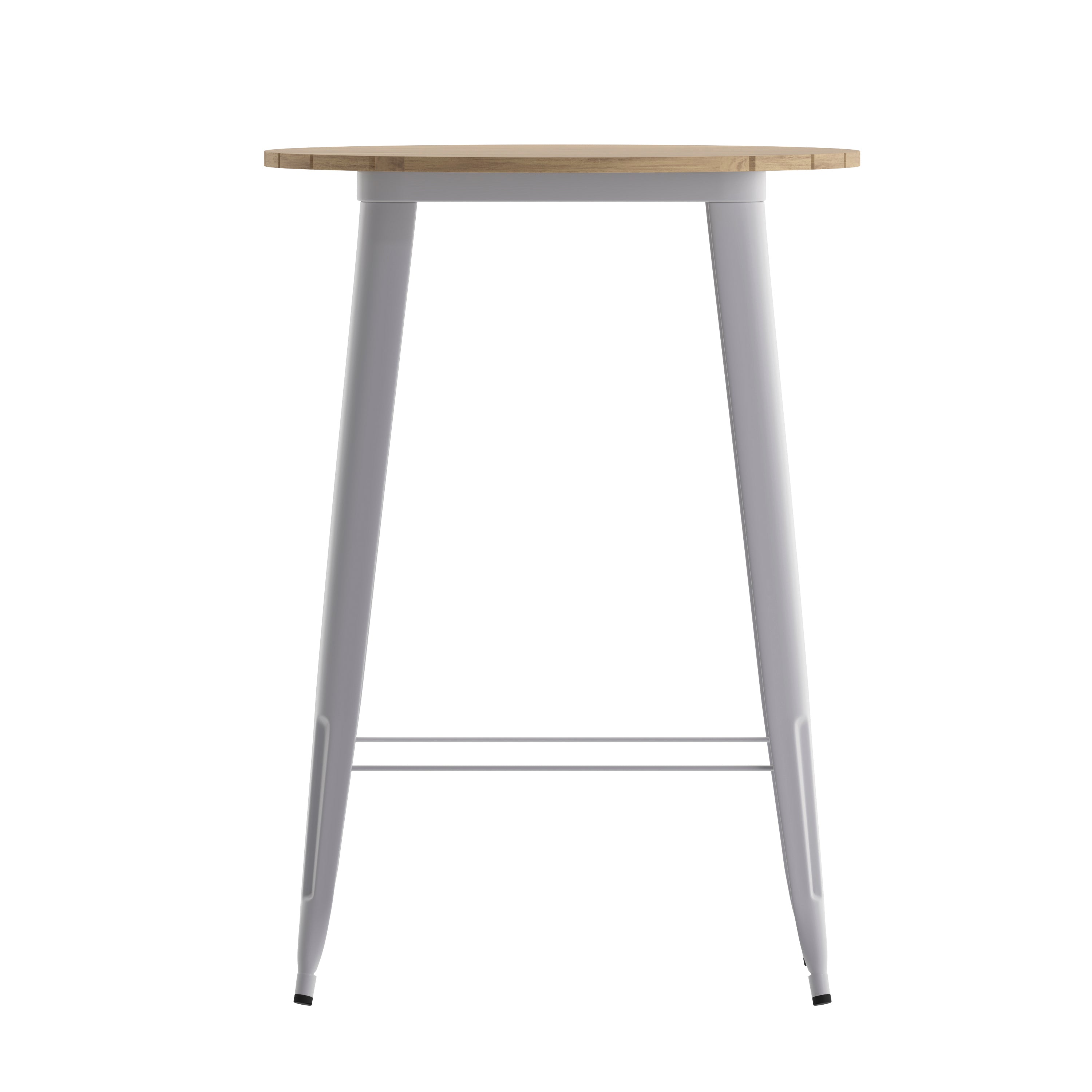 Declan Commercial Indoor/Outdoor Bar Top Table, 30" Round All Weather Brown Poly Resin Top with Silver Steel base