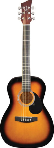 Jay Turser JJ43-PAK-TSB-A Jay Jr Series 3/4 Size Dreadnought Acoustic Guitar Pack, Tobacco Sunburst
