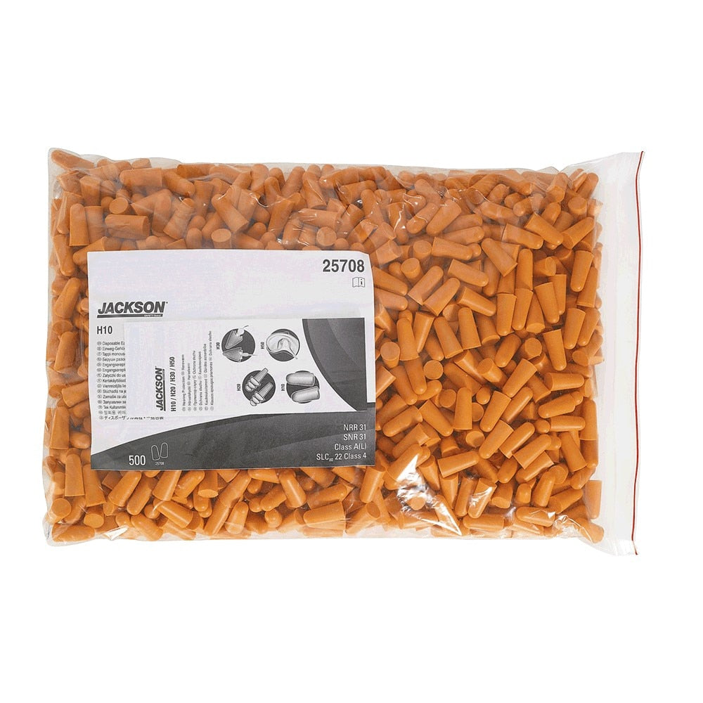 25708 Jackson Safety H10 Ear Plugs, 31 dB, Disposable, Uncorded, Foam, Bullet