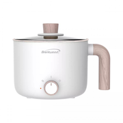 Brentwood 1.5 Liter Multi-Function Electric Hot Pot Cooker with Ceramic Non-Stick Coating, White
