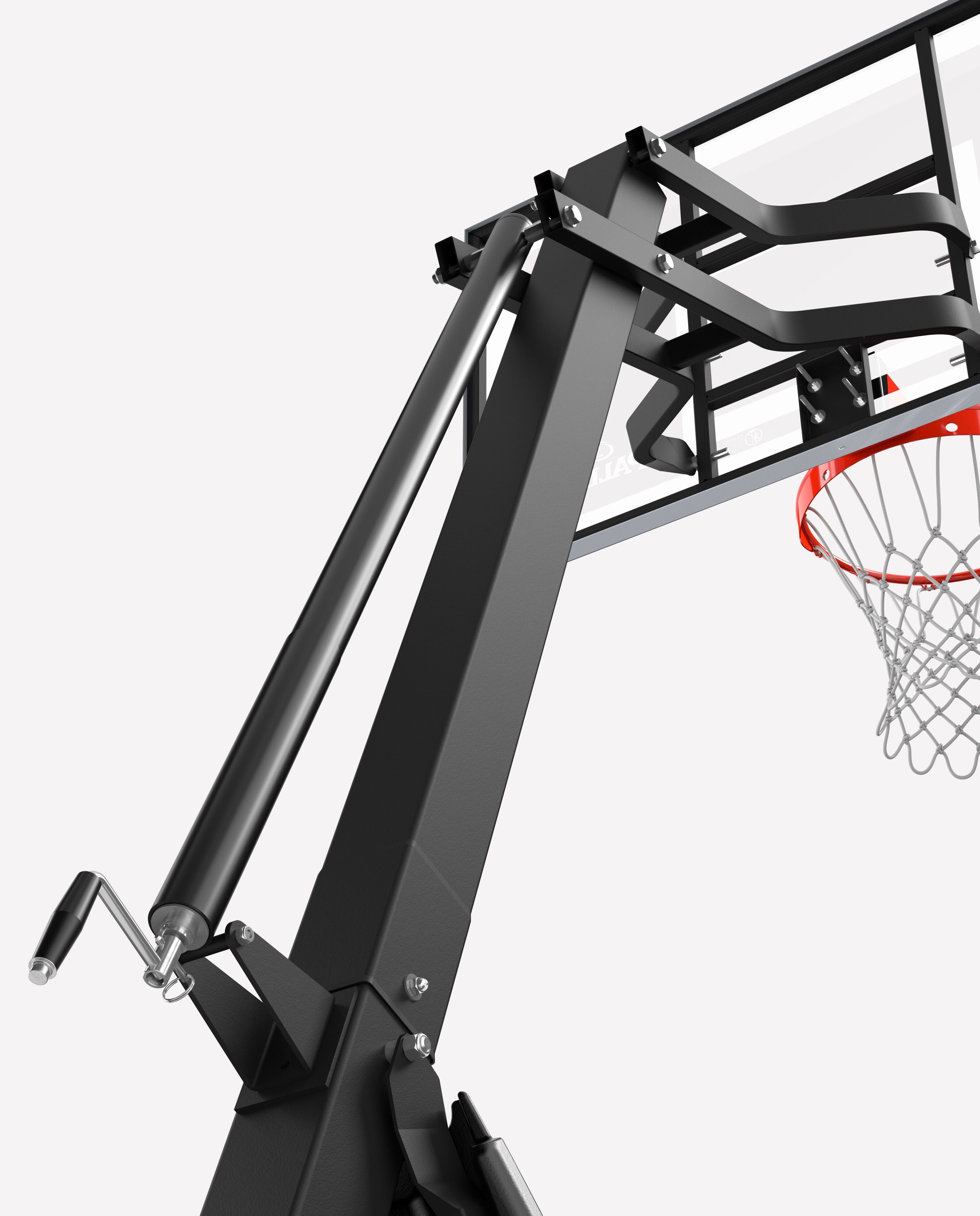 Spalding Basketball Ring, In-Ground Systems, THE BEAST®  54, 54" Glass, Alum Trim, 2 piece 4" Pole, Screw Jack
