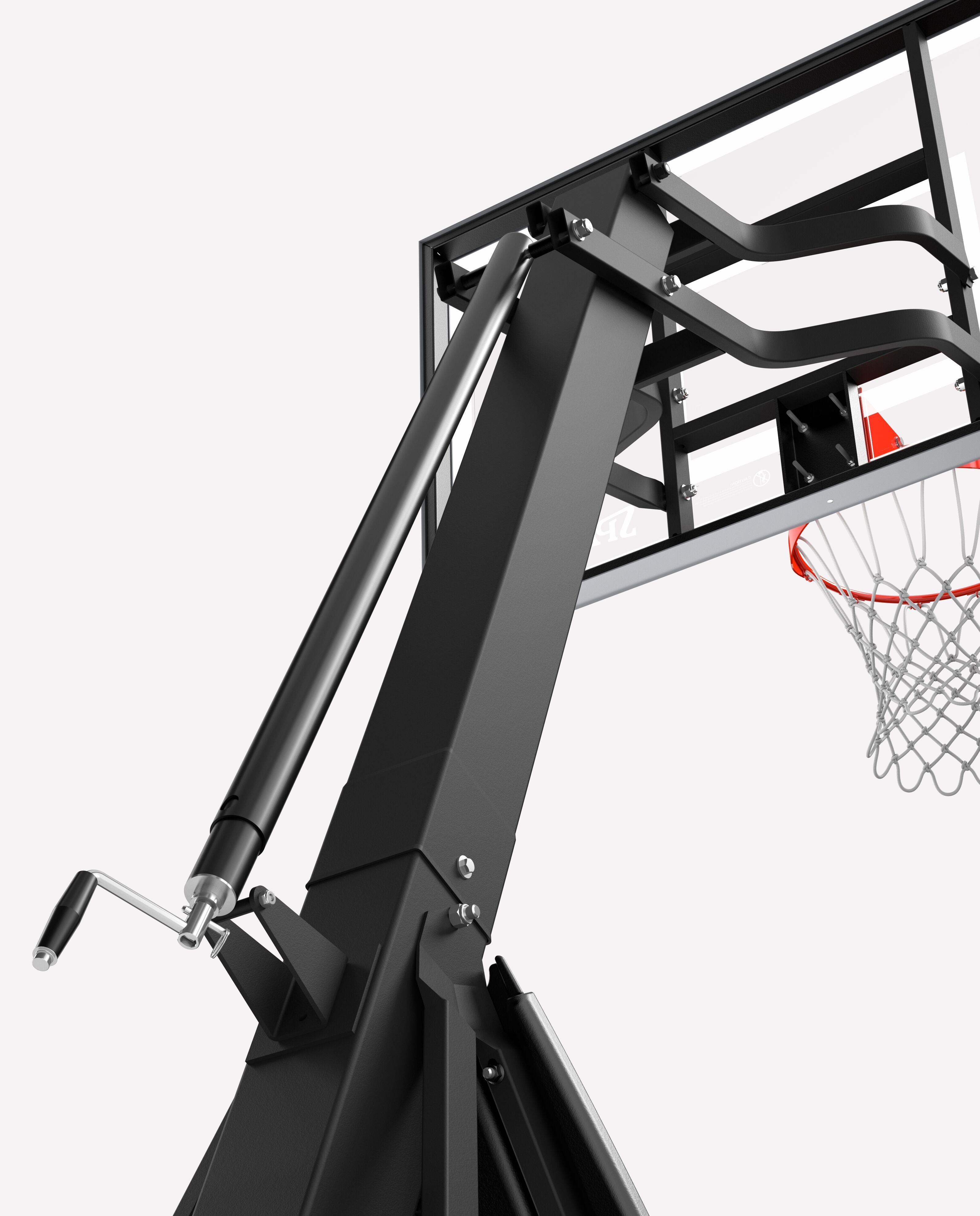 Spalding Basketball Ring, In-Ground Systems, THE BEAST®  60, 60" Glass, Alum Trim, 2 piece 5" Pole, Screw Jack