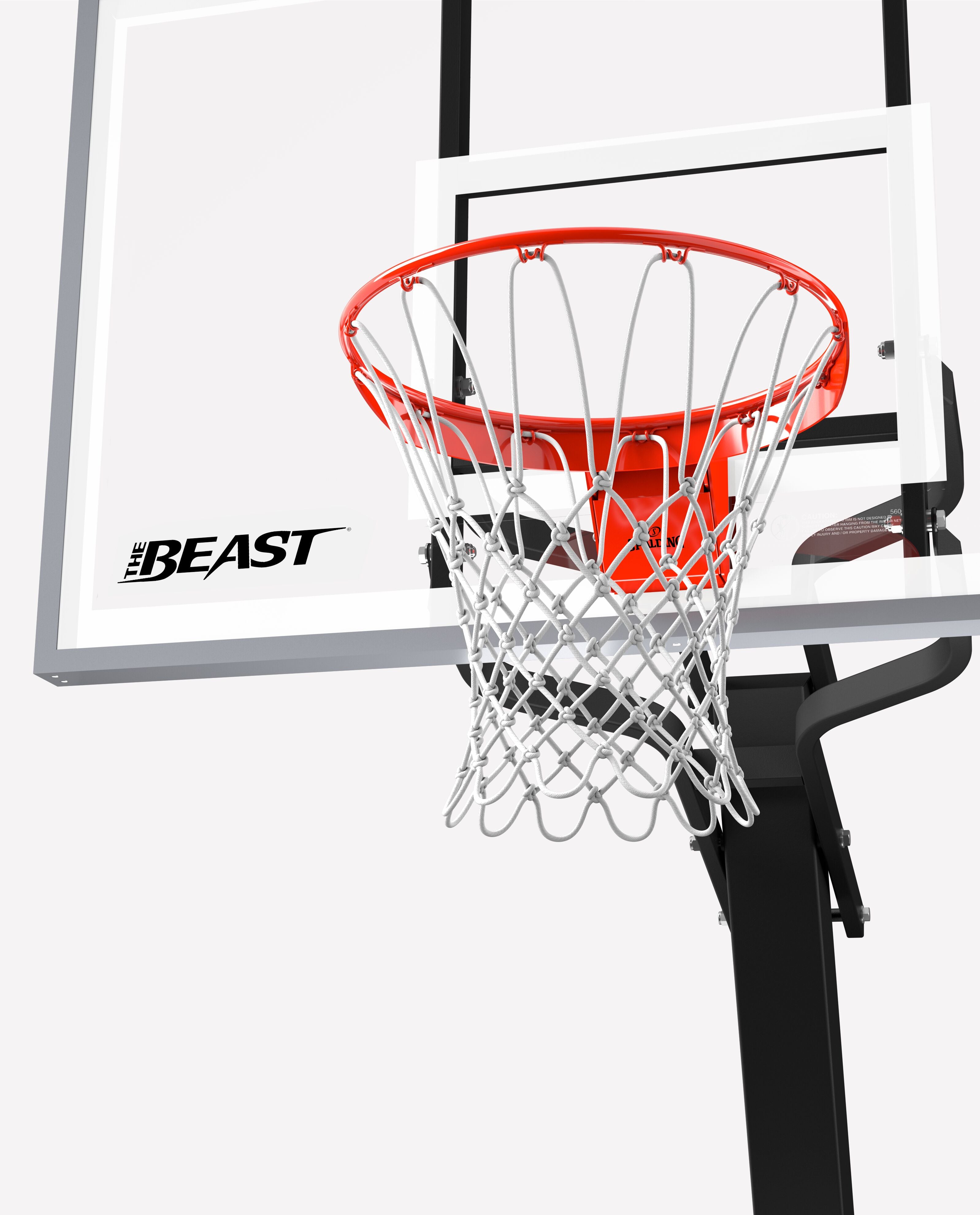 Spalding Basketball Ring, In-Ground Systems, THE BEAST®  60, 60" Glass, Alum Trim, 2 piece 5" Pole, Screw Jack