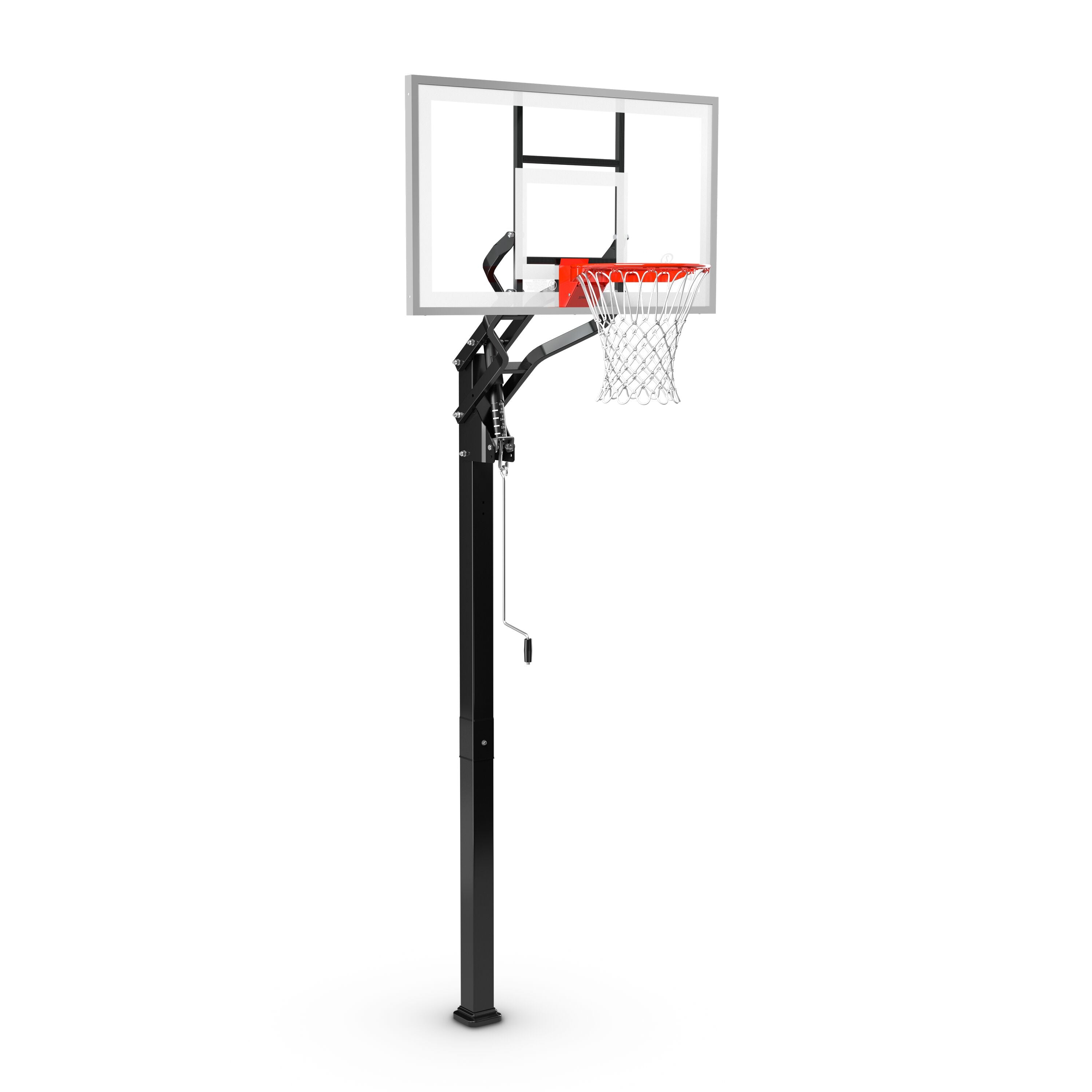 Spalding Basketball Ring, In-Ground Systems, 54" Glass, Alum Trim, 2 piece 4" Pole, U-Turn Lift, Pro Image Rim
