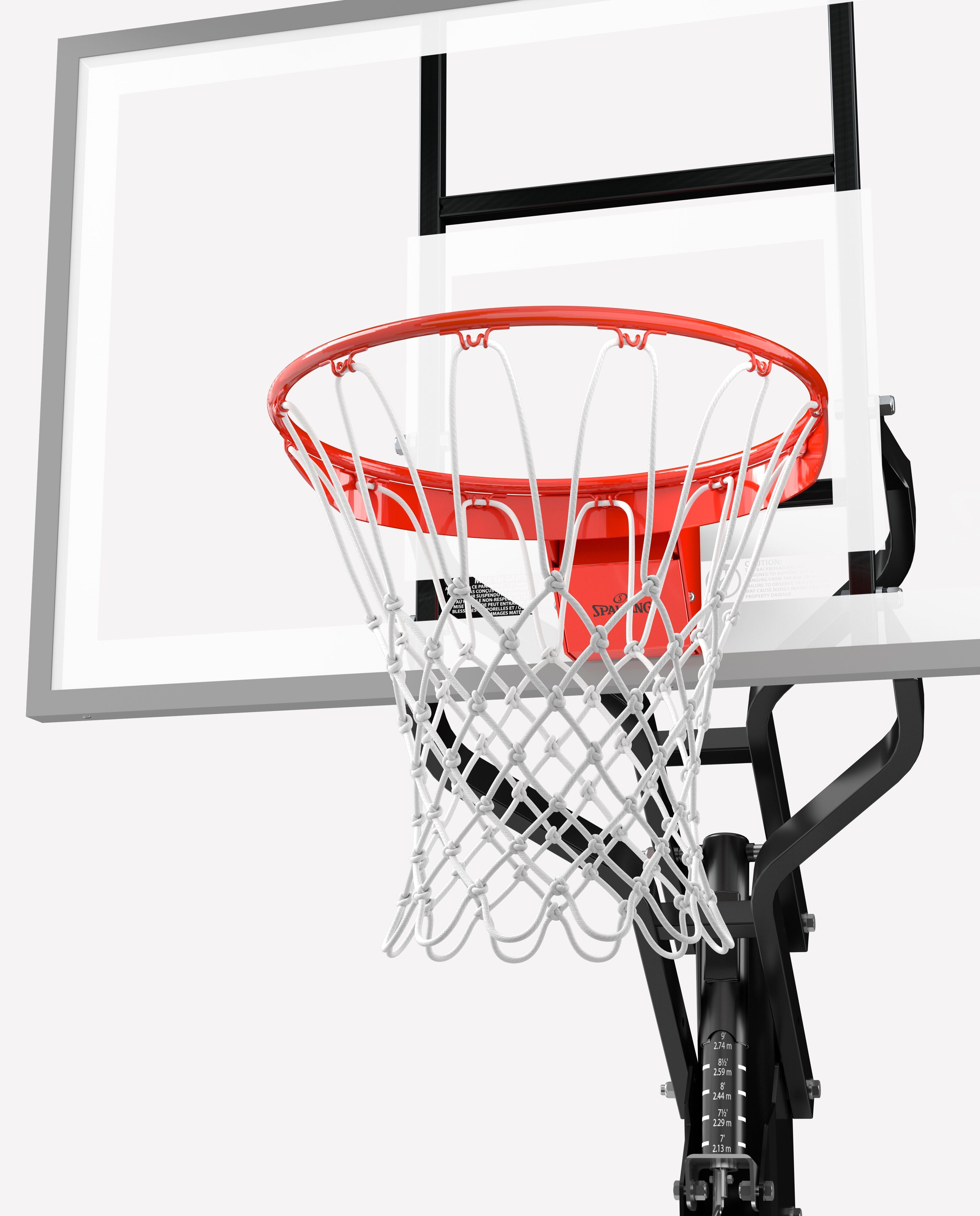 Spalding Basketball Ring, In-Ground Systems, 54" Glass, Alum Trim, 2 piece 4" Pole, U-Turn Lift, Pro Image Rim