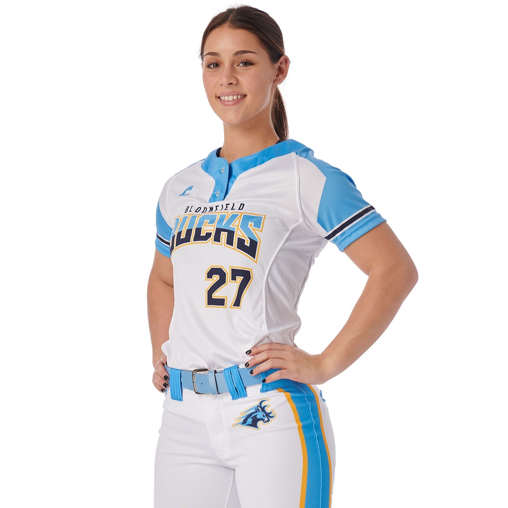 JUICE 2-Button Short Sleeve Jersey - Girls - Large - Fusion Mesh / Pin-Dot Mesh (Full-Dye Sublimation)