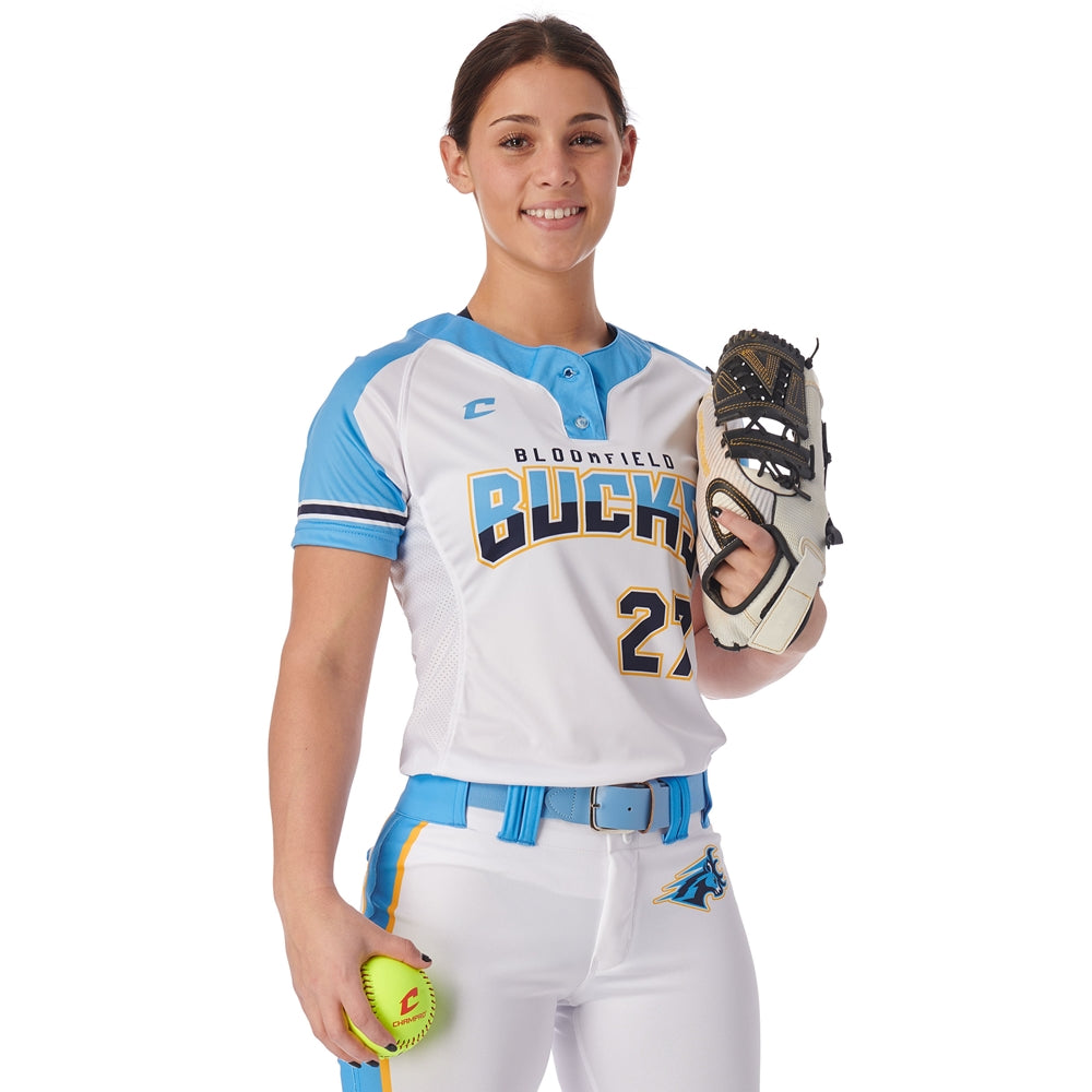 JUICE 2-Button Short Sleeve Jersey - Womens - Extra-Small - Fusion Mesh / Pin-Dot Mesh (Full-Dye Sublimation)
