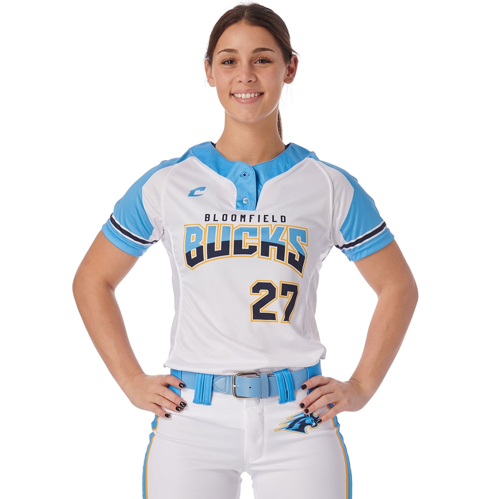 JUICE 2-Button Short Sleeve Jersey - Womens - Extra-Small - Active Cloth / Pin Dot Mesh (Full-Dye Sublimation)