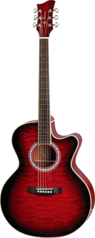 Jay Turser JTA-424QCET-RSB JTA Series Acoustic Electric Guitar, Red Sunburst
