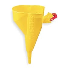 Justrite Funnel for steel Type I Safety Cans only,  sizes 1 gallon and above, Yellow polypropylene.
