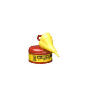 Justrite Type I Steel Safety Can for flammables, Funnel 11202Y, 1 gallon, S/S flame arrester, s/c lid, Red.
