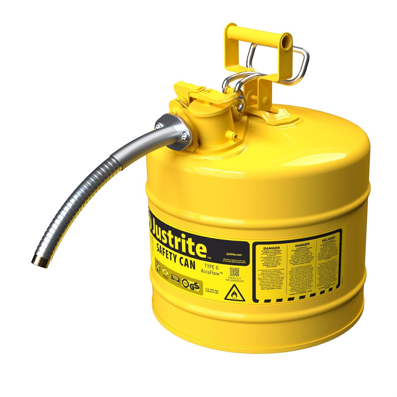 Safety Can, Type II, 5 Gallon, 1" Hose, Yellow