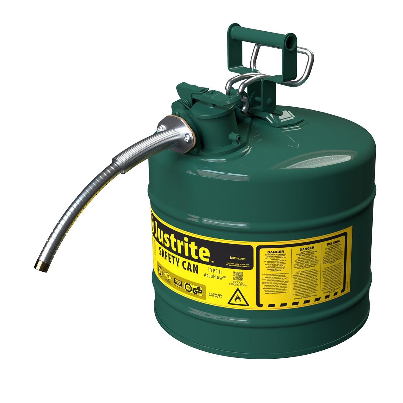 Safety Can, Type II, 5 Gallon, 5/8" Hose, Green
