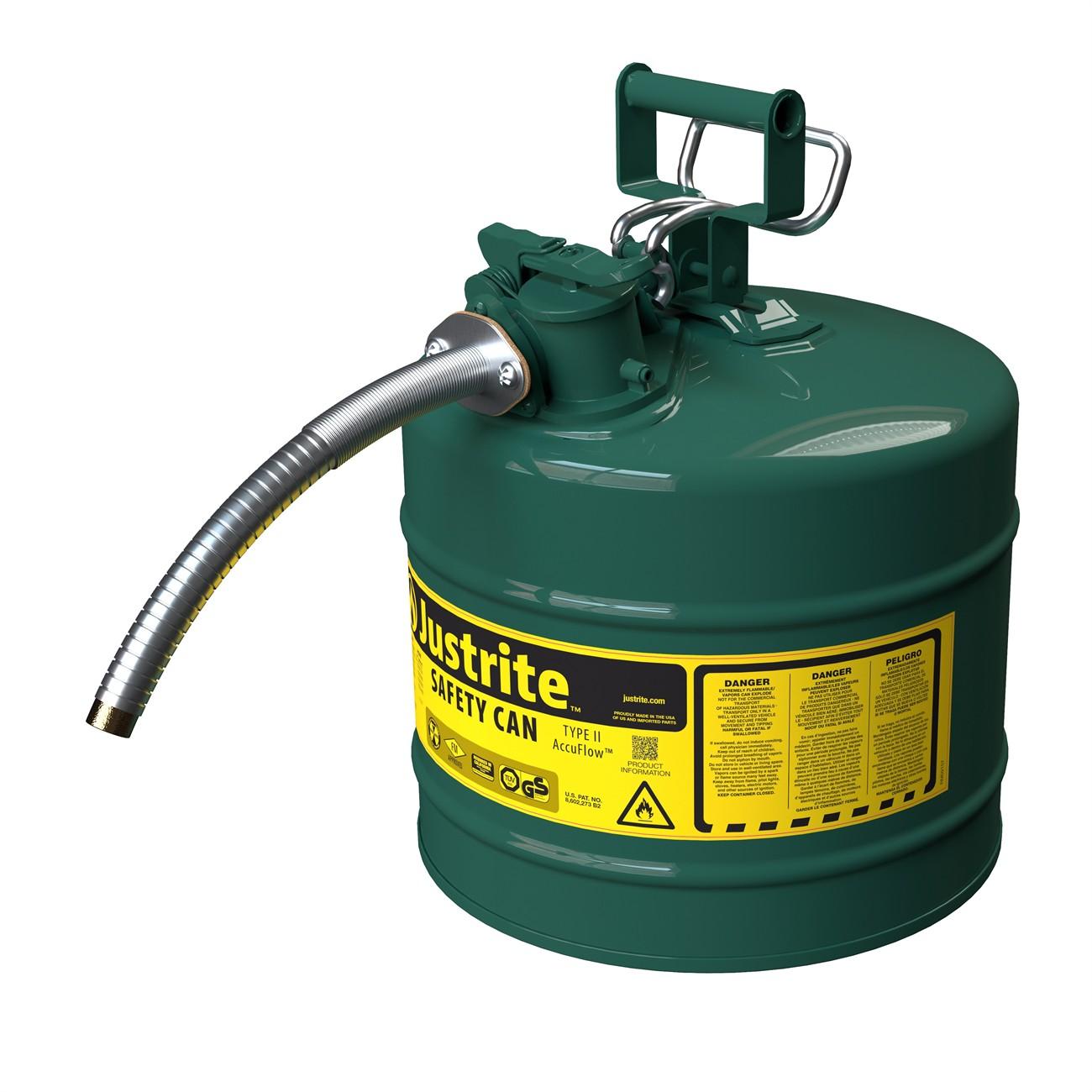 Safety Can, Type II, 5 Gallon, 1" Hose, Green
