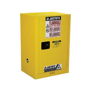 Justrite Sure-Grip® EX Compac Flammable Safety Cabinet, Cap. 12 gallons, 1 shelf, 1 m/c door, Yellow.