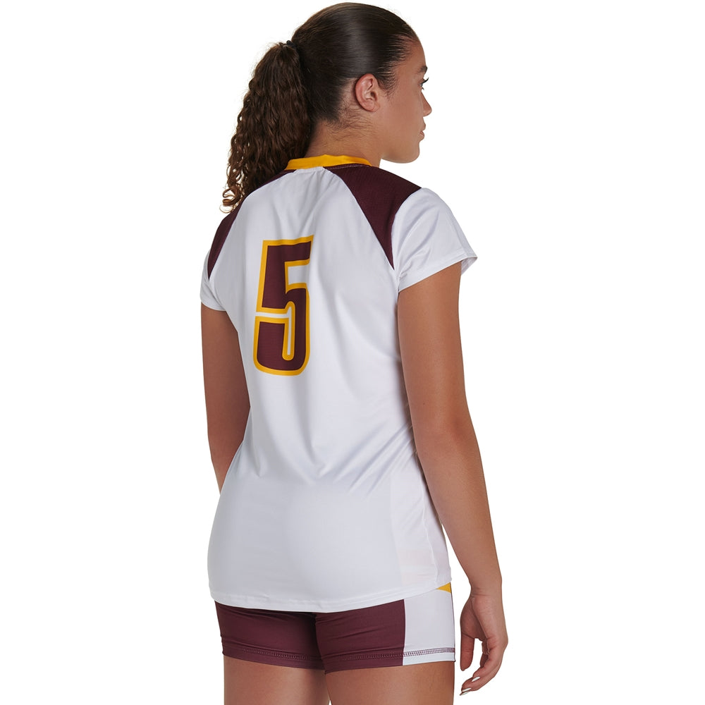 JUICE Cap Sleeve Volleyball Jersey - Girls - Medium - Ice Compression / Pin Dot Mesh (Full-Dye Sublimation)