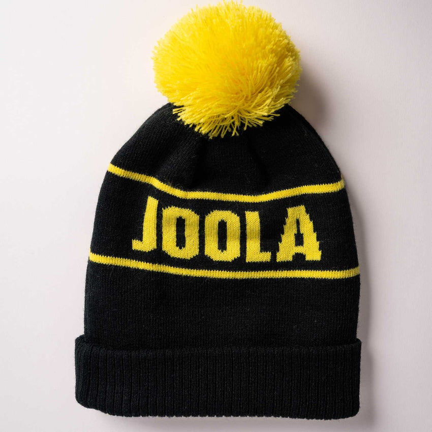JOOLA Striped Pom Pom Beanie (Black/Yellow)