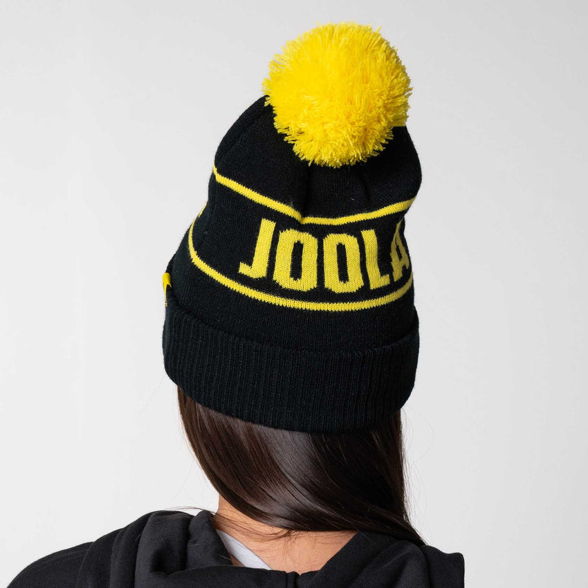 JOOLA Striped Pom Pom Beanie (Black/Yellow)