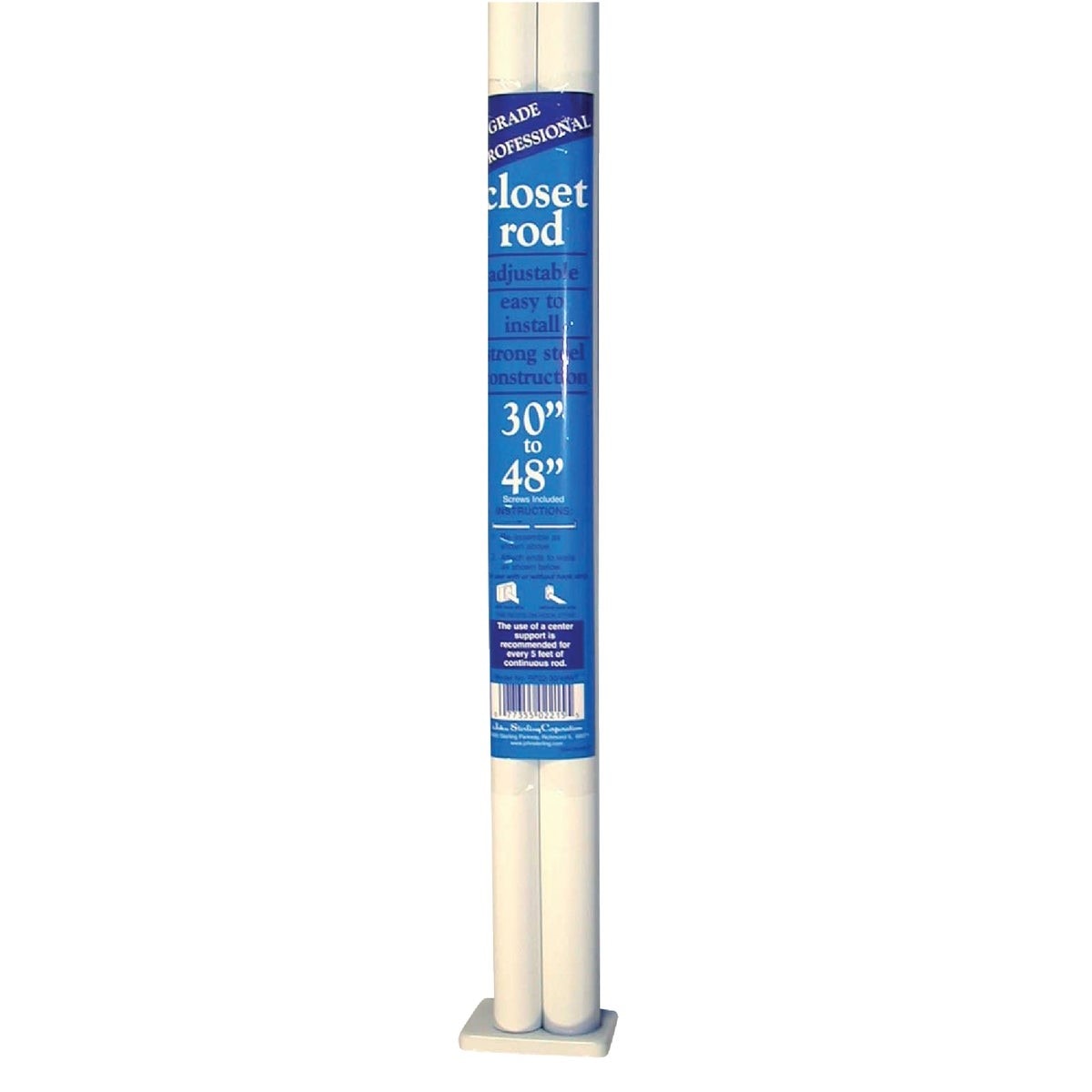 John Sterling Closet-Pro 48 In. to 72 In. x 1 In. Adjustable Closet Rod, White