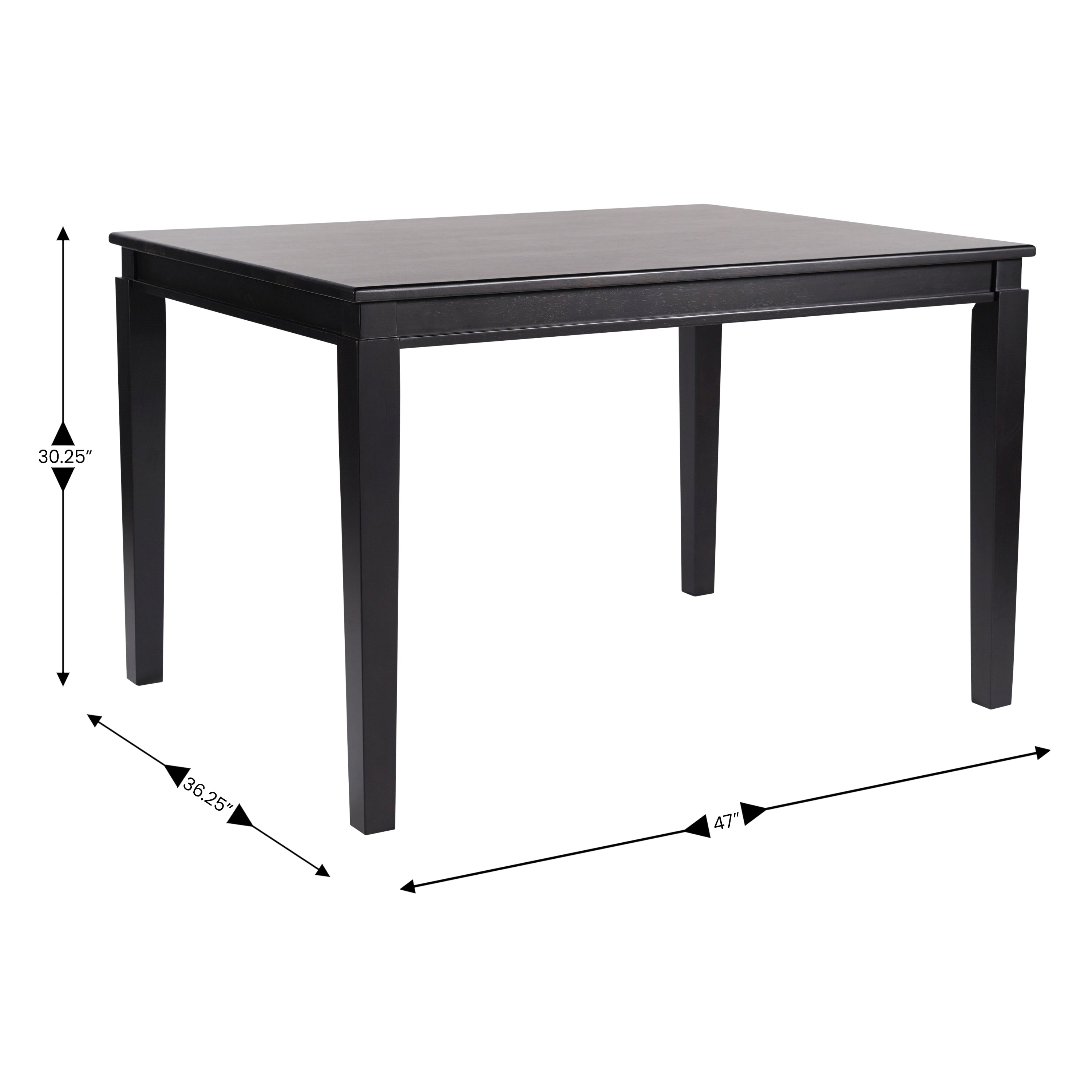Henry 47" Solid Wood Dining Table, Commercial Grade Heavy Duty Rectangle Wood Table for 4, Black Matte Finish